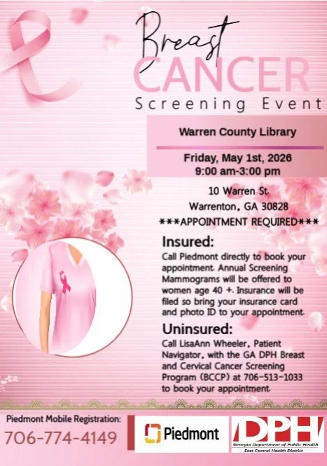 Augusta Recreation and Parks Breast Cancer Screening Event