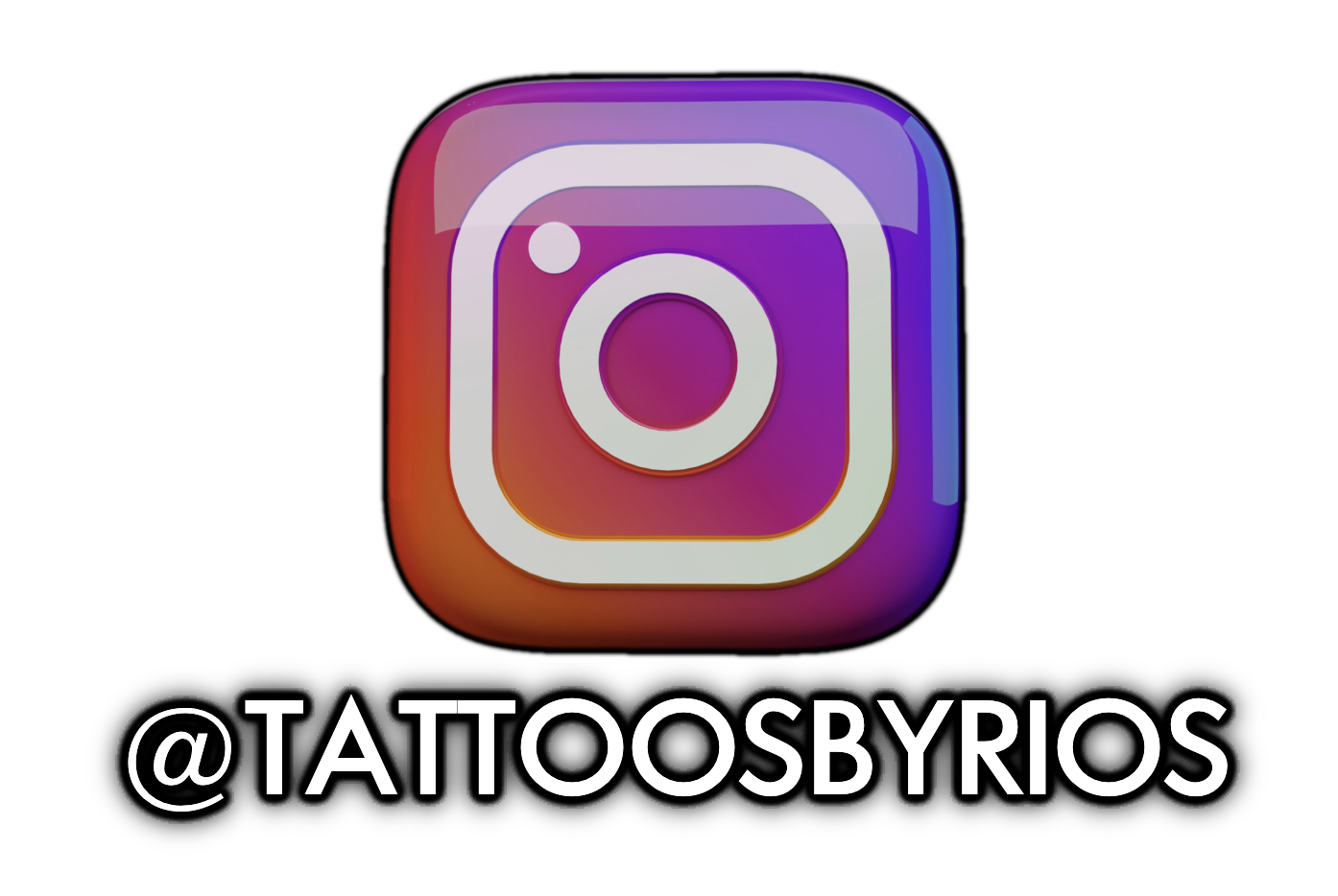 Instagram logo with colorful gradient background and the username @TATTOOSBYRIOS displayed below.