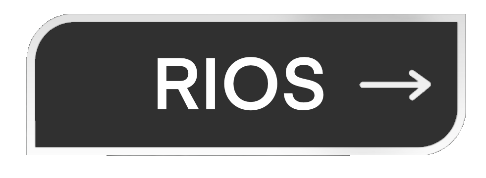 Black road sign with white border and text that reads 'RIOS' and an arrow pointing to the right.