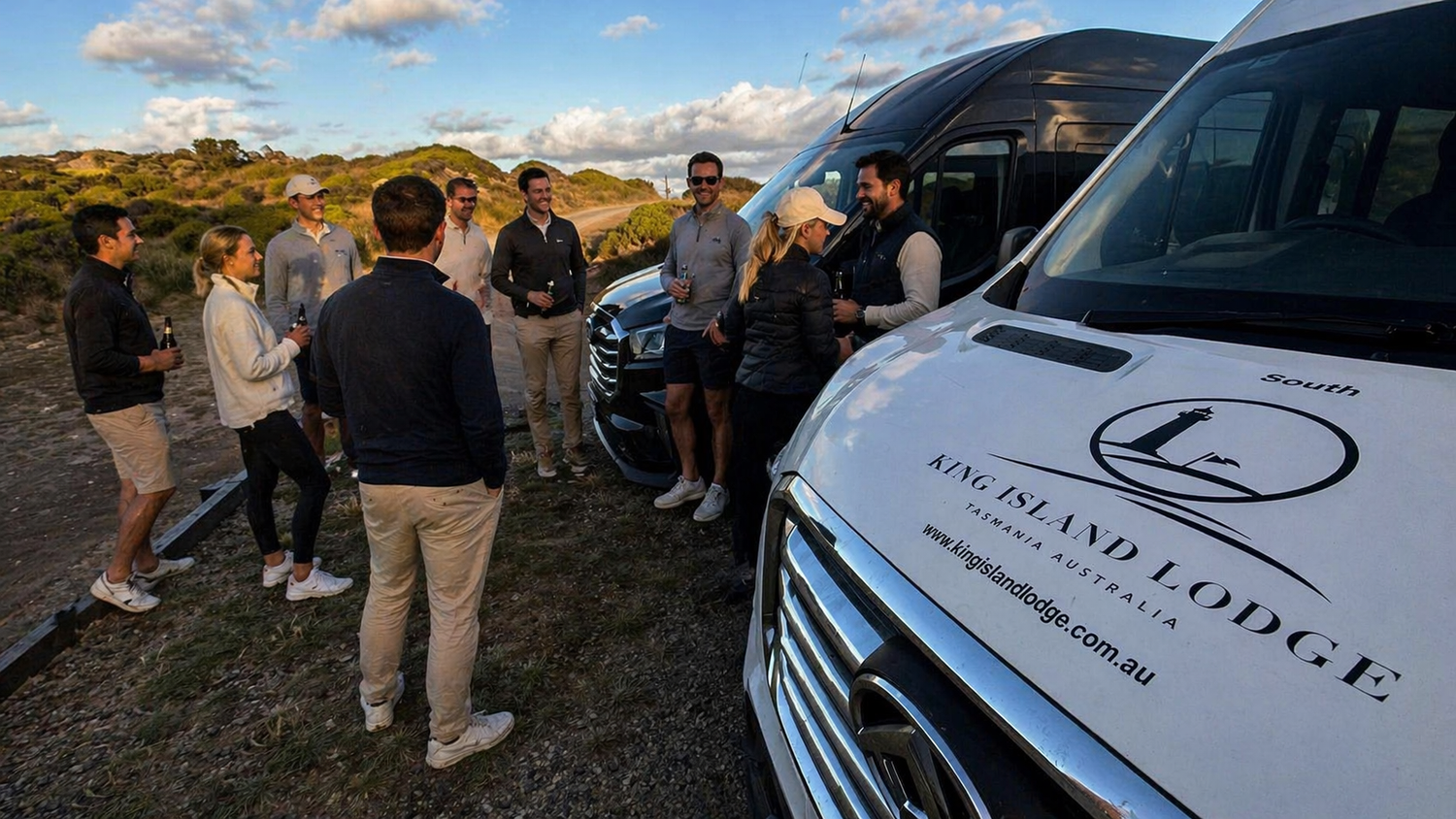 Friends enjoying a King Island golf trip