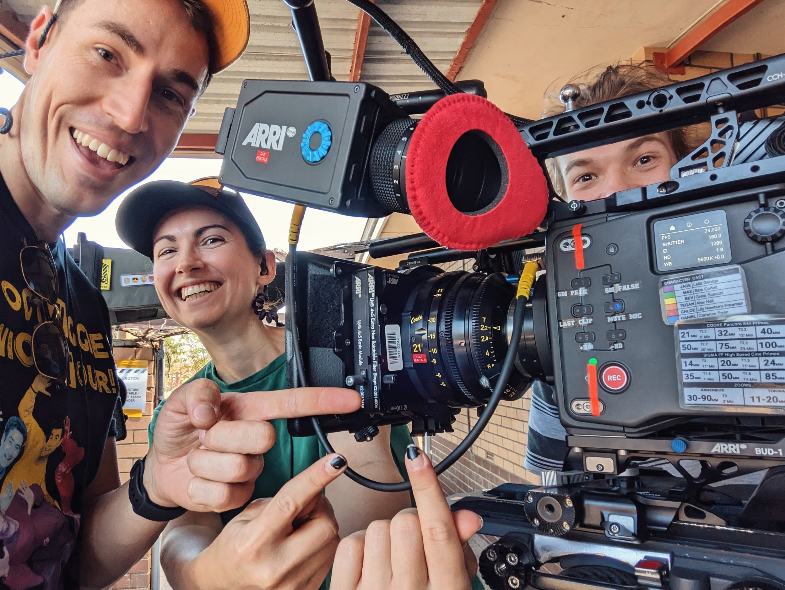Camera Team celebrating the Valentines gift of using the 21mm for the first time on the film | FEATURE 'He Ain't Heavy' in Gosnells, WA 2023