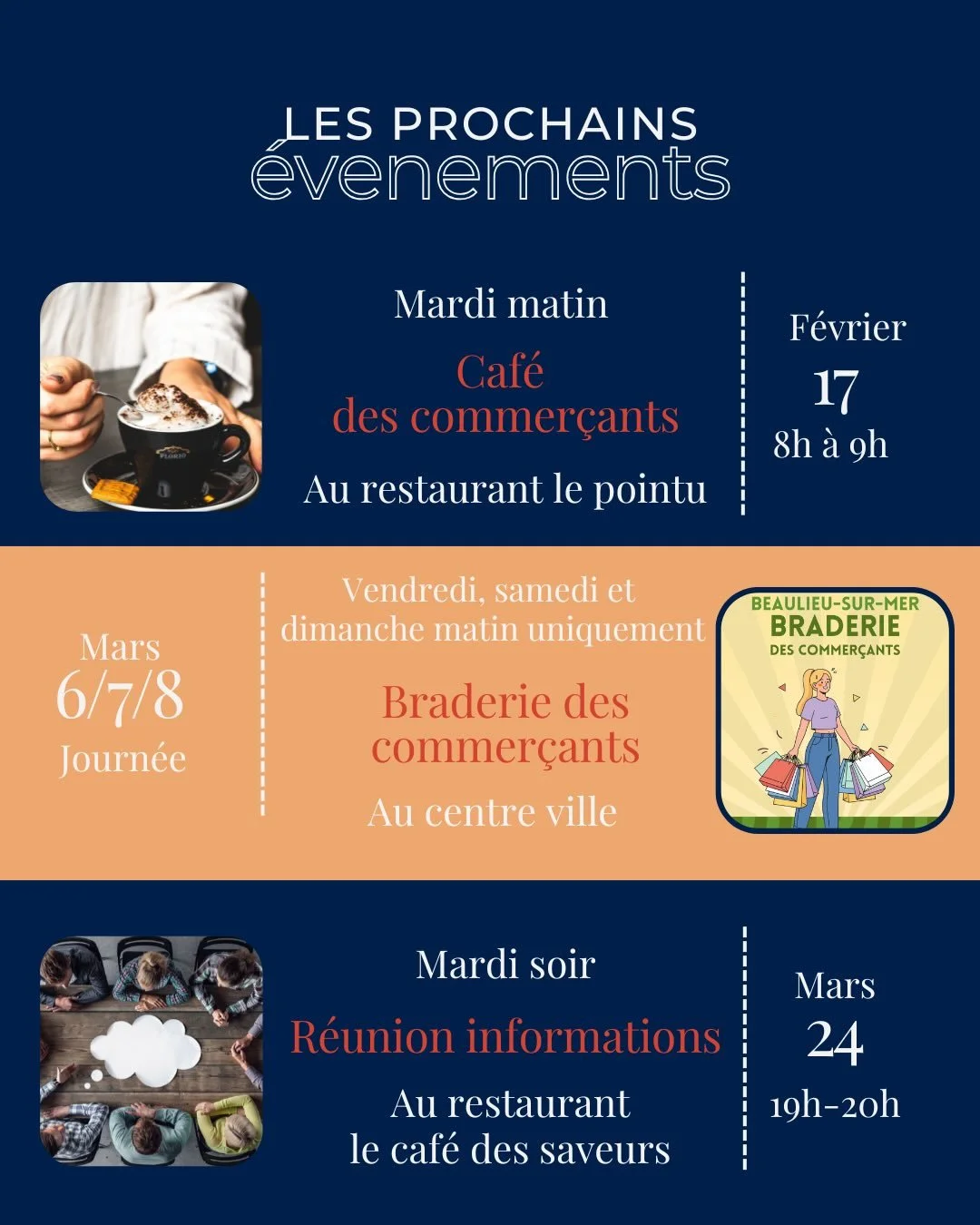 ✨ Retrouvez tous les &eacute;v&eacute;nements des mois de f&eacute;vrier et mars ✨ Organis&eacute;s par l&rsquo;association des commer&ccedil;ants, ils ont &eacute;t&eacute; pens&eacute;s pour dynamiser nos commerces, cr&eacute;er du lien et partager