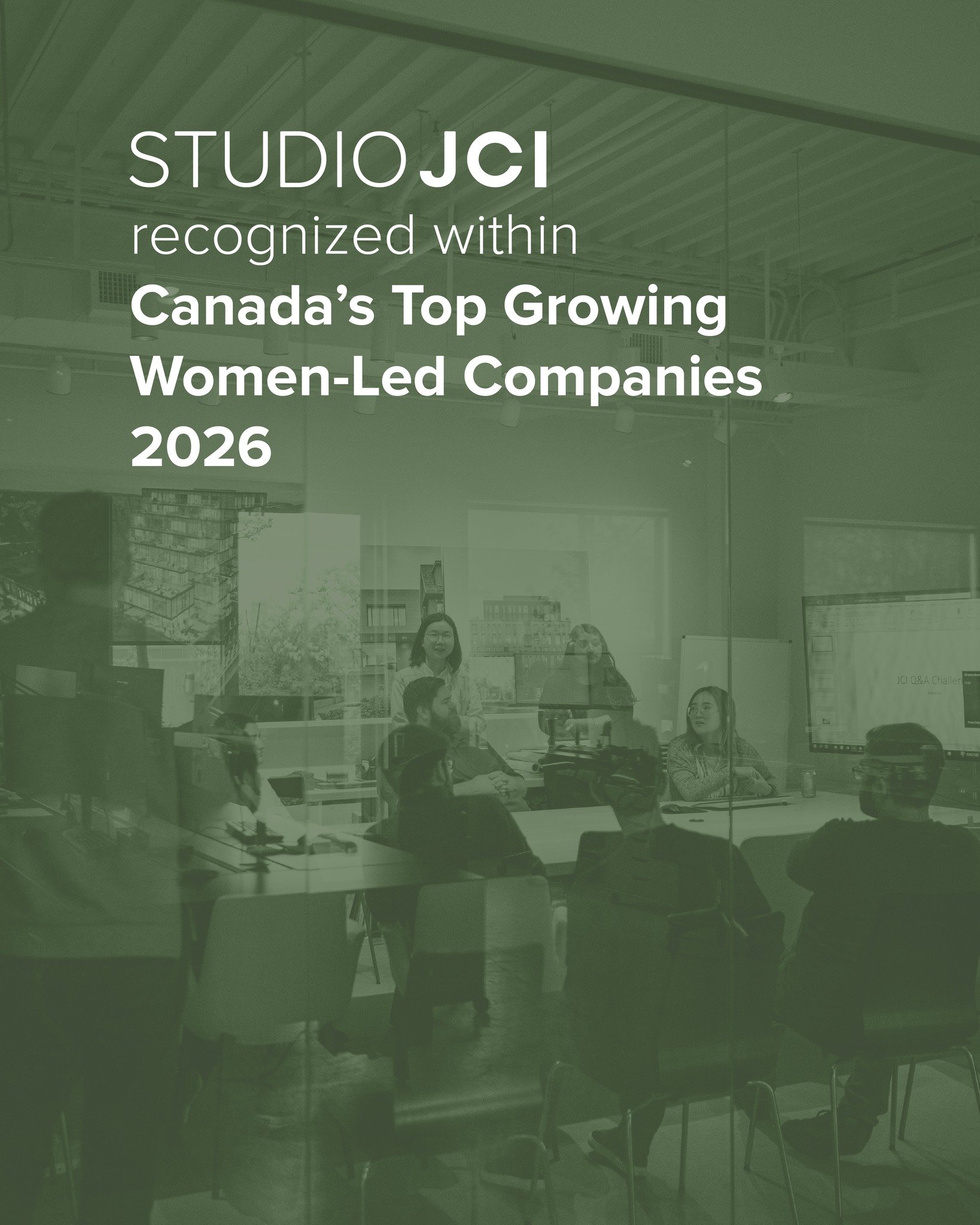 A proud moment for our studio.

Studio JCI has been named one of Canada's Top Growing Women-Led Companies 2026 by @globeandmail's Report on Business, for three years of verified revenue growth.

In a period of real economic uncertainty, we didn't jus