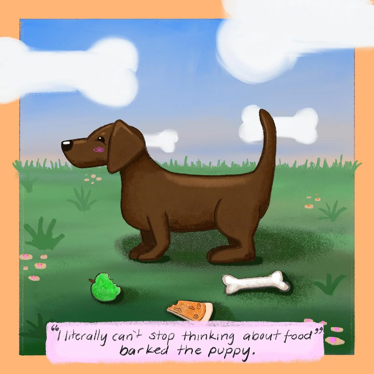 &lsquo;&rsquo;I literally can&rsquo;t stop thinking about food&rsquo;&rsquo; barked the puppy. 

Day 12 of @peachtober : Bark 

This one is inspired by my Flossy Doggy 🩷

@furrylittlepeach @peachtober 

#peachtober25bark #sausagedog #digital #digita