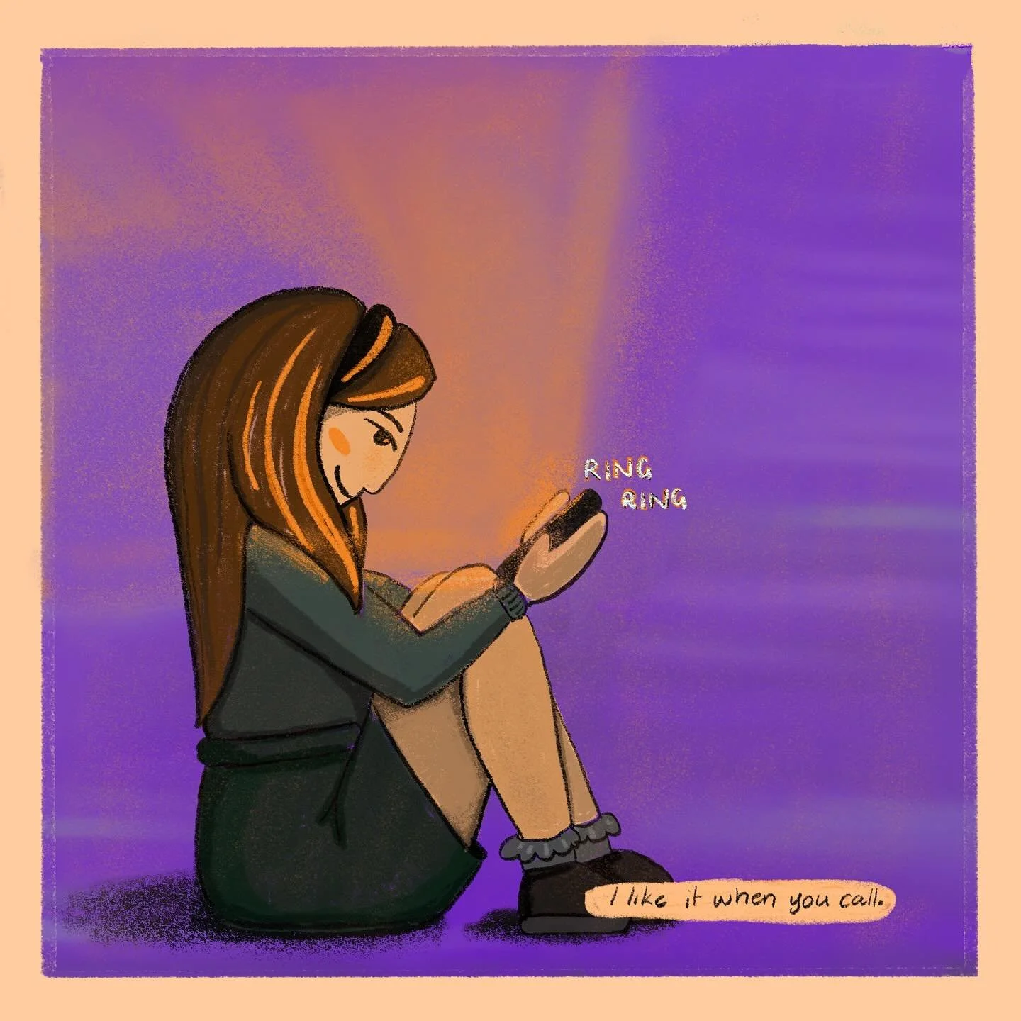 &lsquo;&rsquo;I like it when you call.&rsquo;&rsquo; 

Day 06 of @peachtober : Ring 

I smile when my phone rings and I see that it&rsquo;s you ❤️

@furrylittlepeach @peachtober 

#peachtober25ring #drawingaloveletter #digitalartist #illustration #di