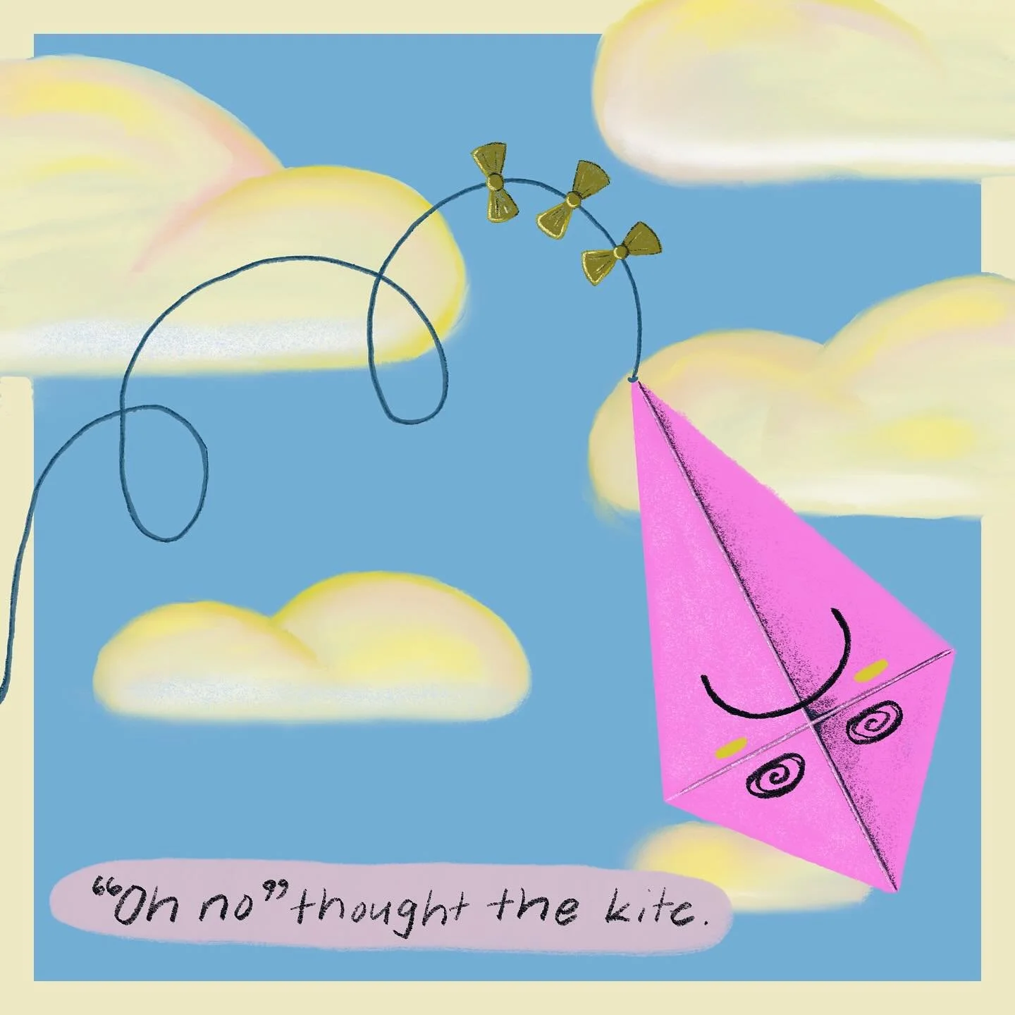 &lsquo;Oh no.&rsquo; Thought the kite. 🪁 

Day 02 for @peachtober : Kite

This little kite is having a bad day (hard relate). 

@furrylittlepeach @peachtober 

#peachtober25kite #digitalartist #illustration #illustration #australianartists #supporty