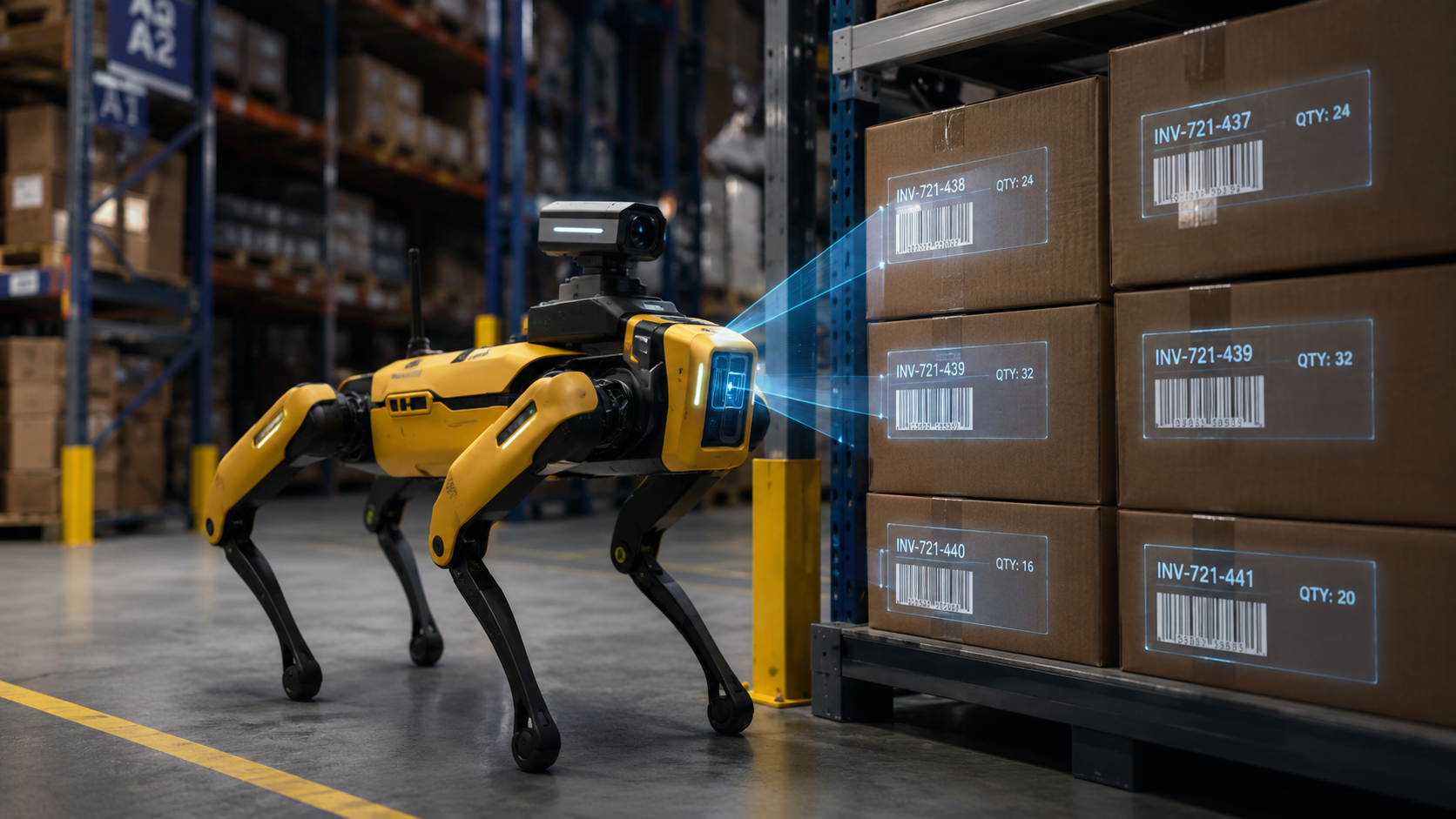 Spot robot using computer vision for warehouse inventory tracking and automated stock analysis