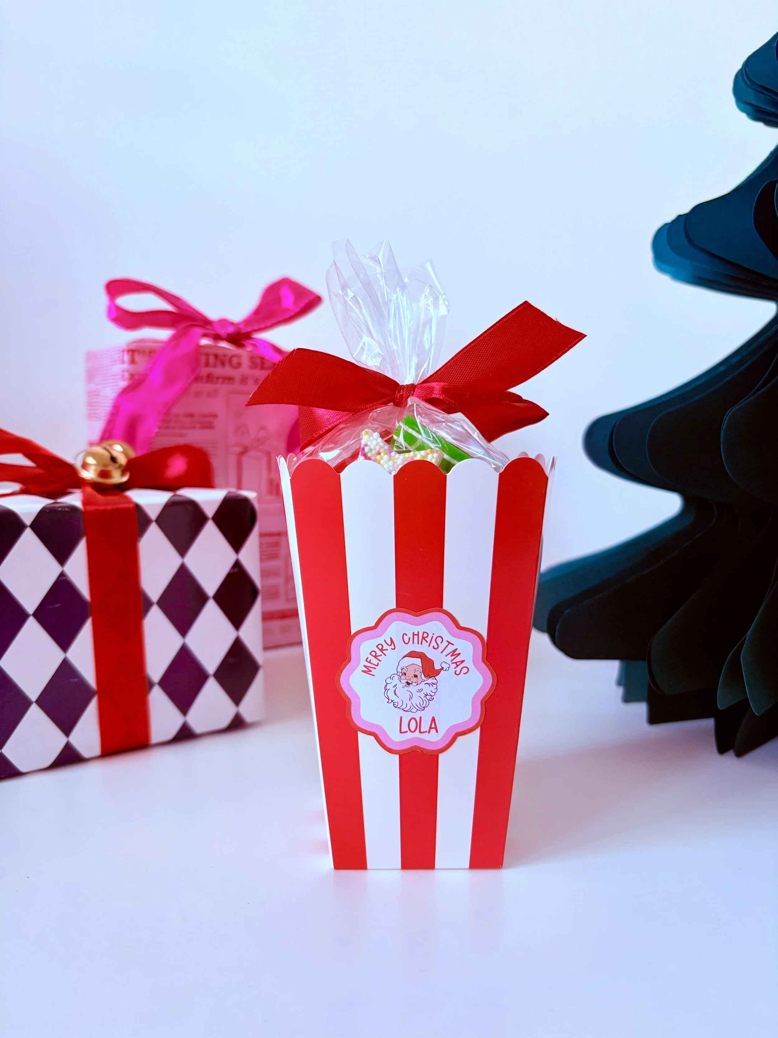 Personalised Striped Christmas Pic 'N' Mix Box