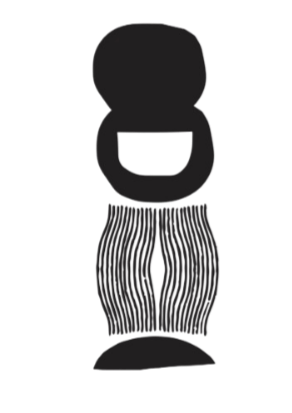 Geometric drawing of an outline square with sections divided by vertical, horizontal, and diagonal lines.