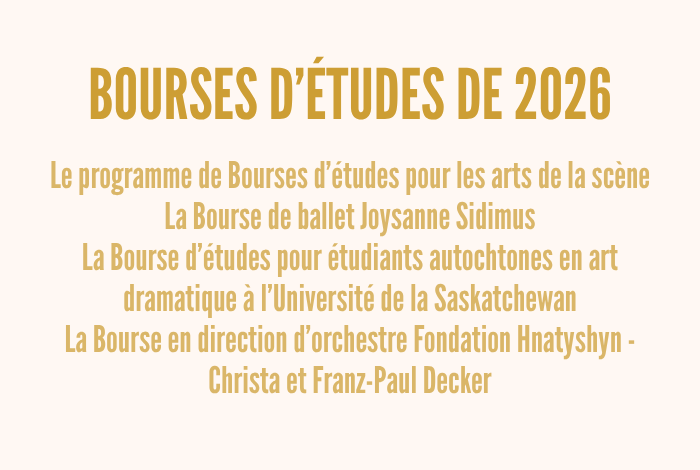 Annonce des lauréat·es des programmes de bourses d’études pour artistes de la scène