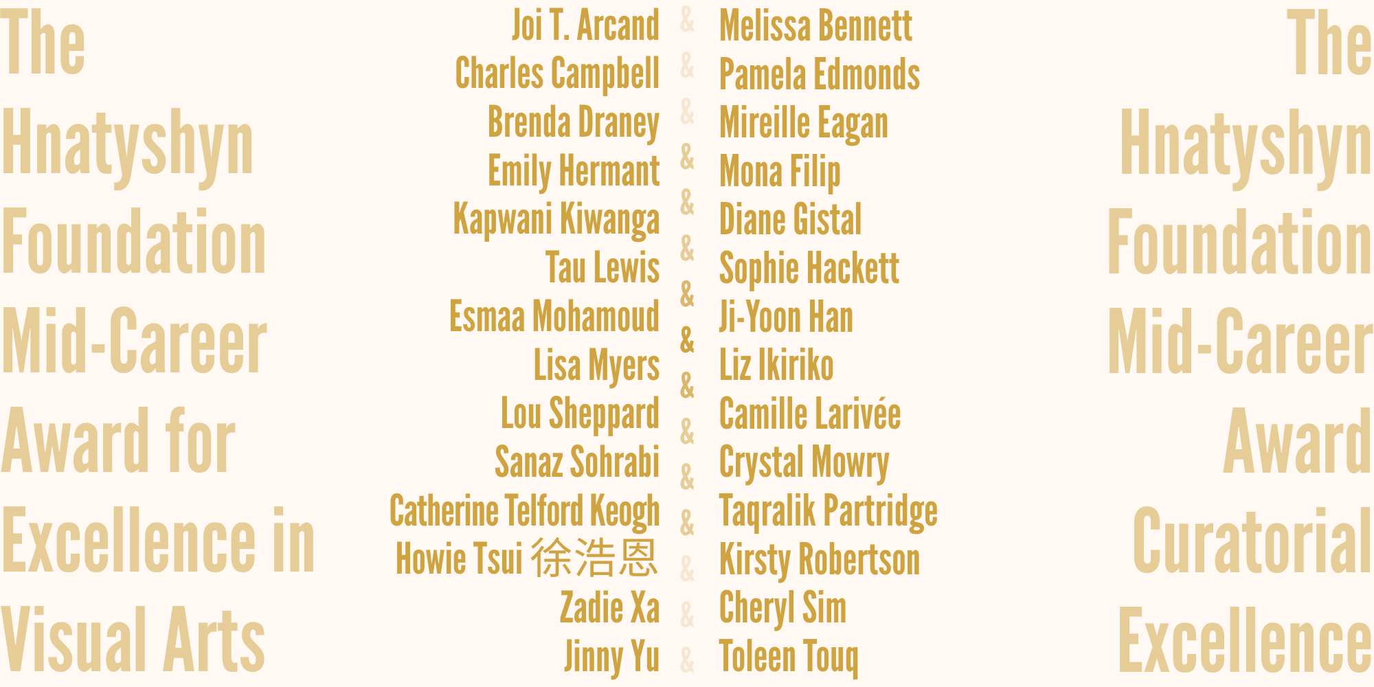 List of longlisted artists and curators for the 2026 Hnatyshyn Foundation Mid-Careeer Awards