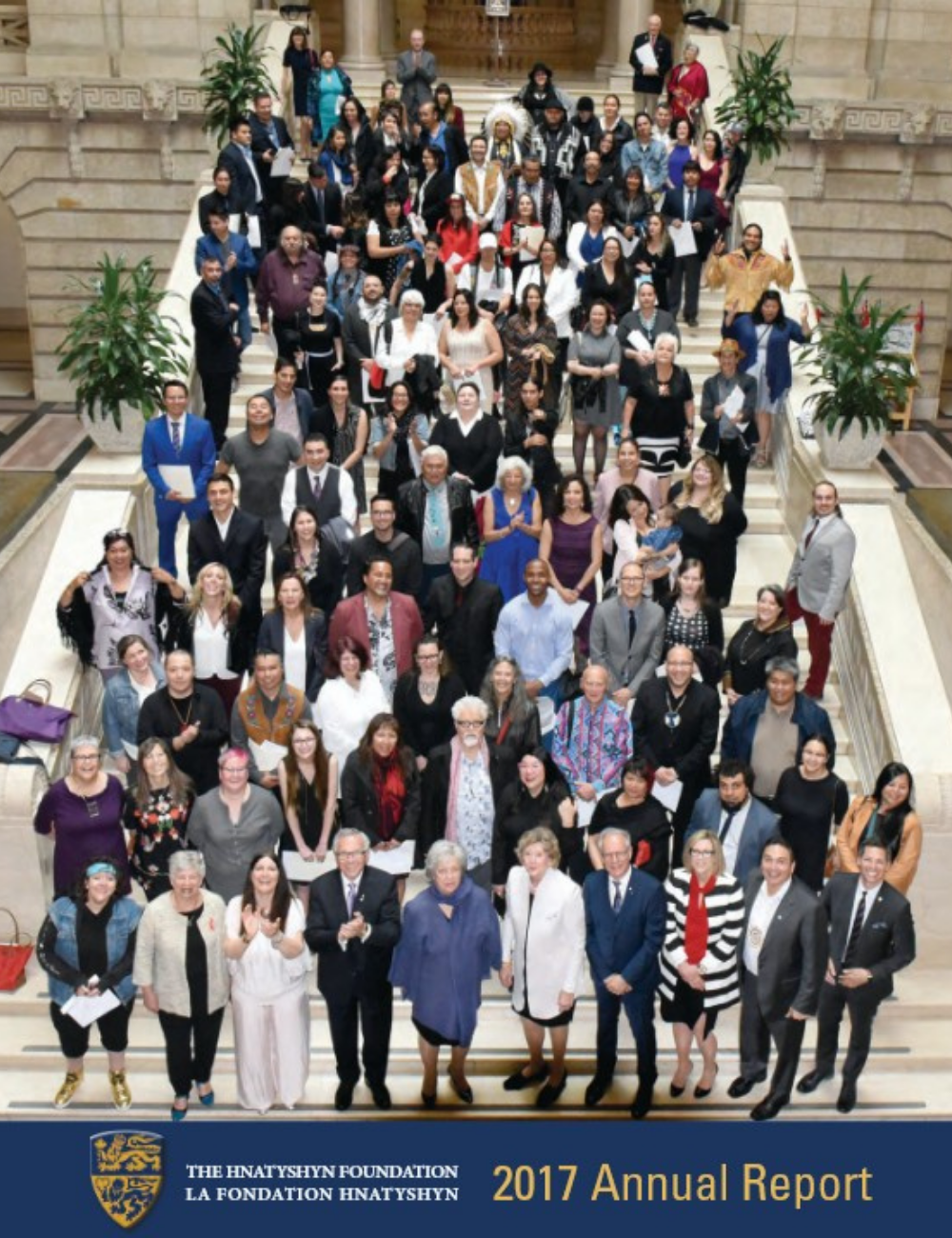Cover of the 2017 annual report of the Hnatyshyn Foundation featuring REVEAL Indigenous Awards prize laureates