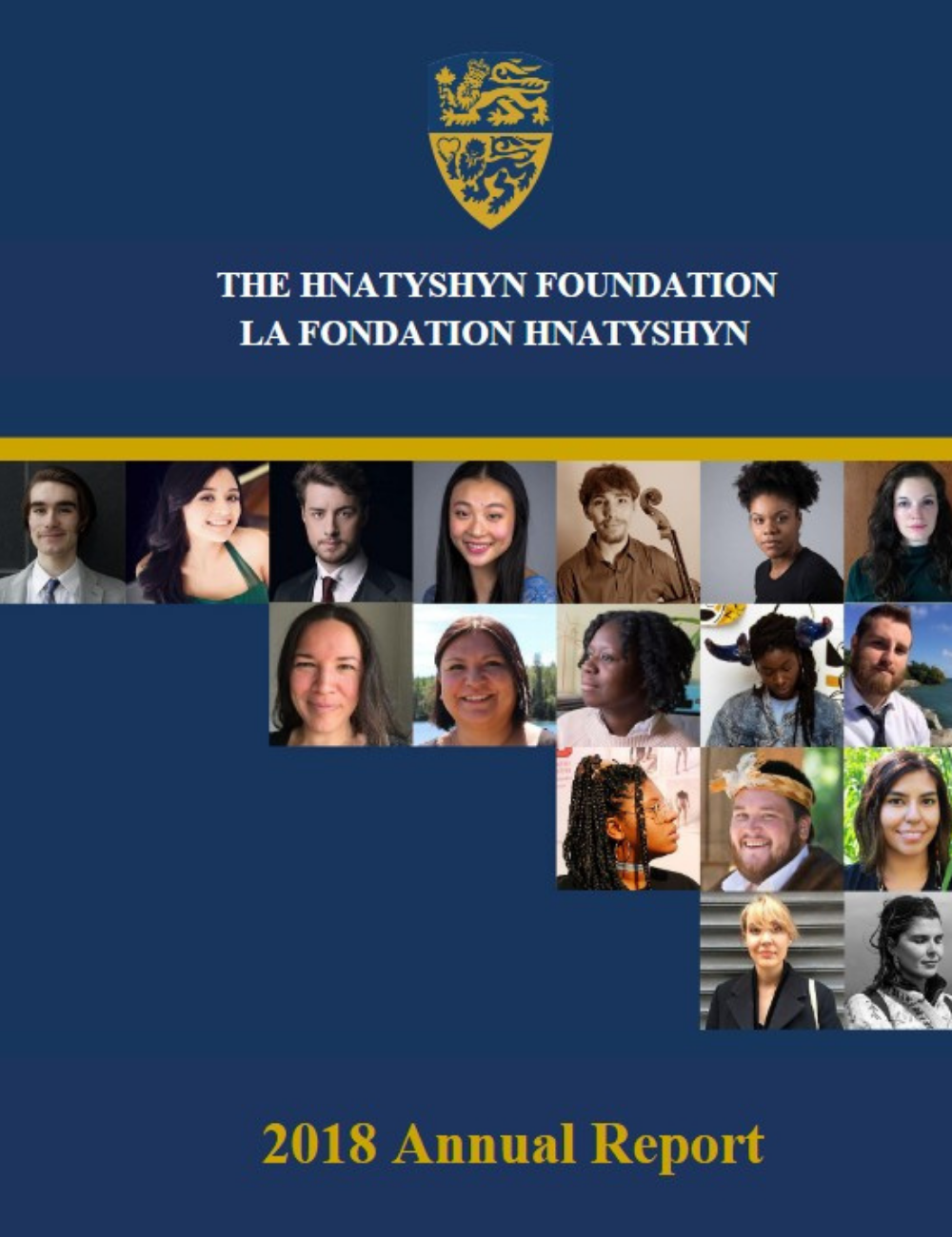 Cover of 2018 Annual Report for The Hnatyshyn Foundation, featuring photos of laureates