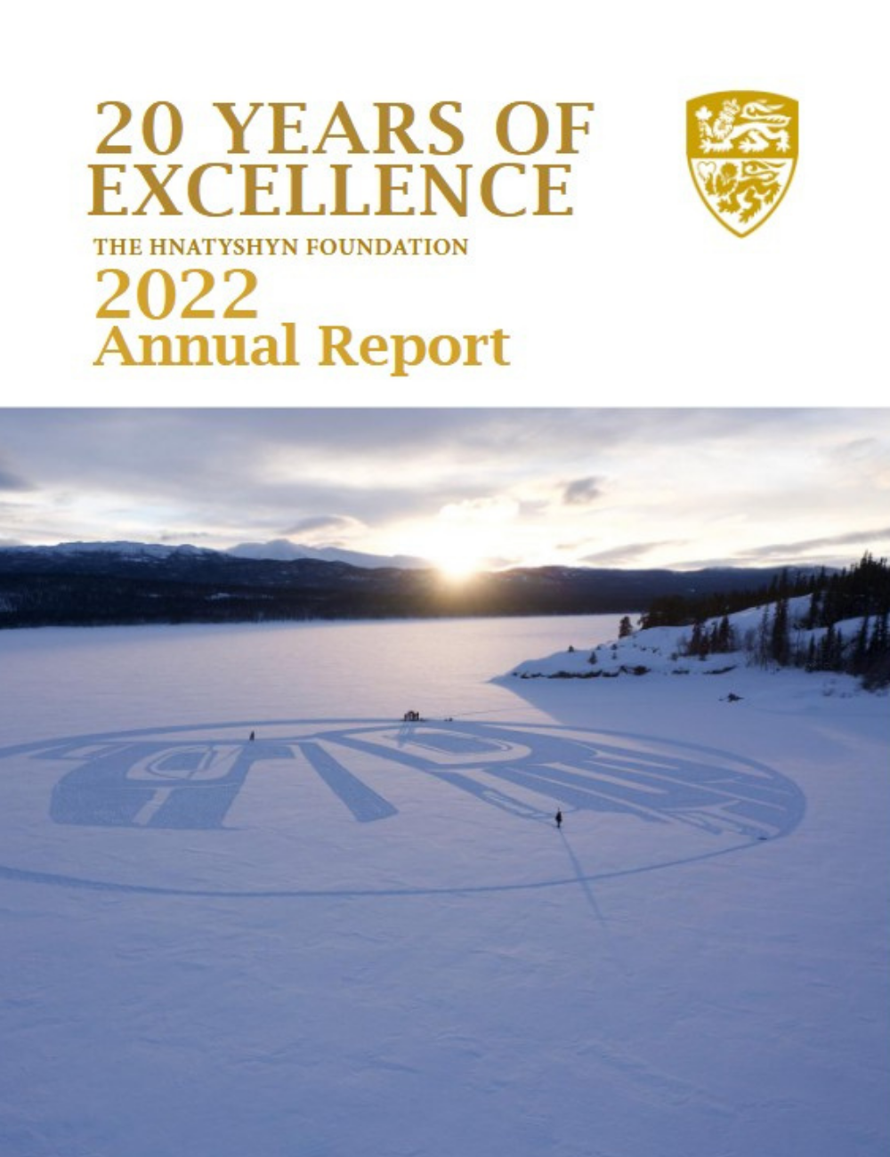 Cover of 2022 Annual Report for the Hnatyshyn Foundation (20 years of excellence) featuring work by Guna.