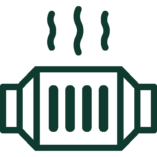 A digital illustration of a car radiator with heat waves rising from it.