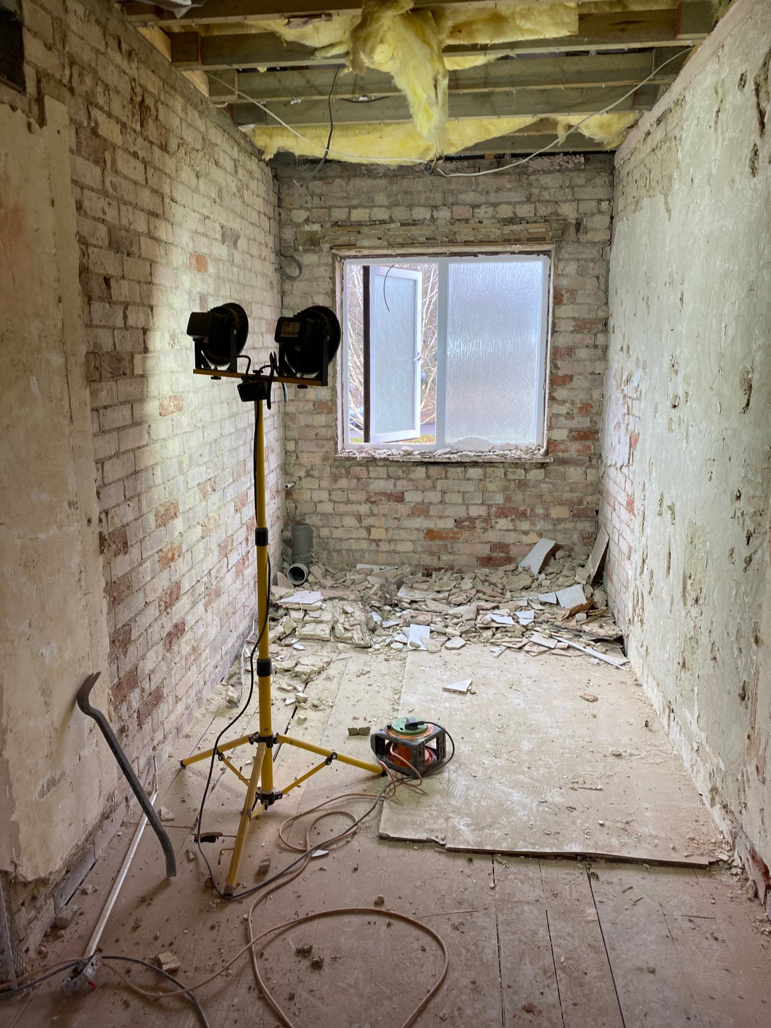 This used to be a bathroom and was earmarked for destruction to create the void above the hall. It is now going to be part of our upstairs landing