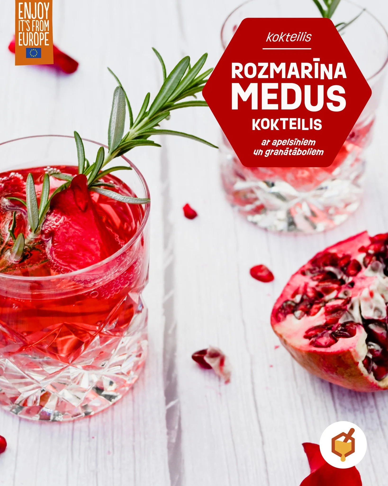 Divatā ar mīļoto cilvēku vai bariņā ar draugiem &ndash; atzīmē Valentīndienu kopā ar mīļajiem cilvēkiem un pagatavo sirsnīgi sārtu bezalkoholisko kokteili, kas gar&scaron;os gan lieliem, gan maziem!🍹❤️

Tev būs nepiecie&scaron;ams:
🔸Medus
🔸Rozmarī