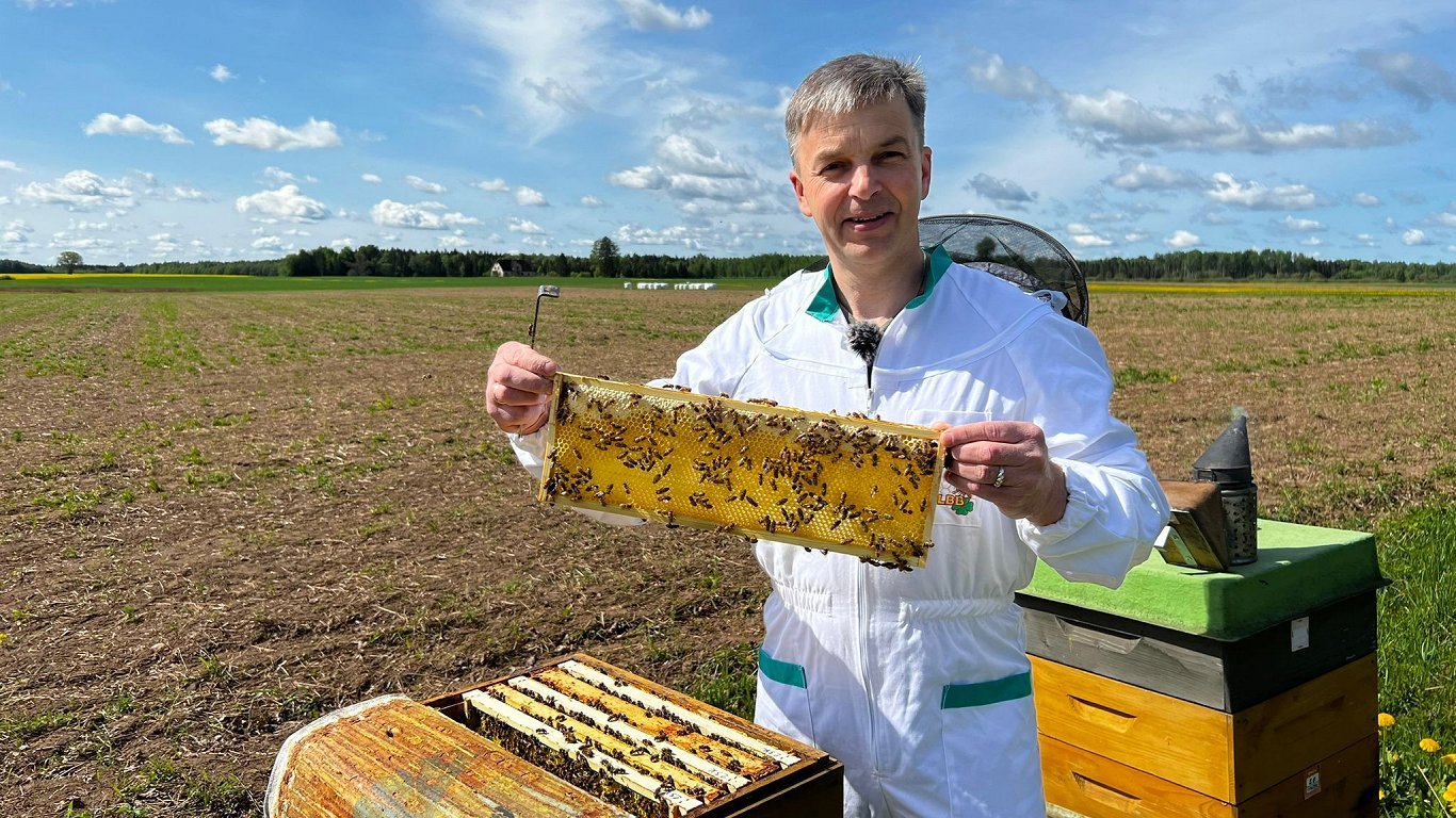 BEEKEEPER HOLD A FRAME