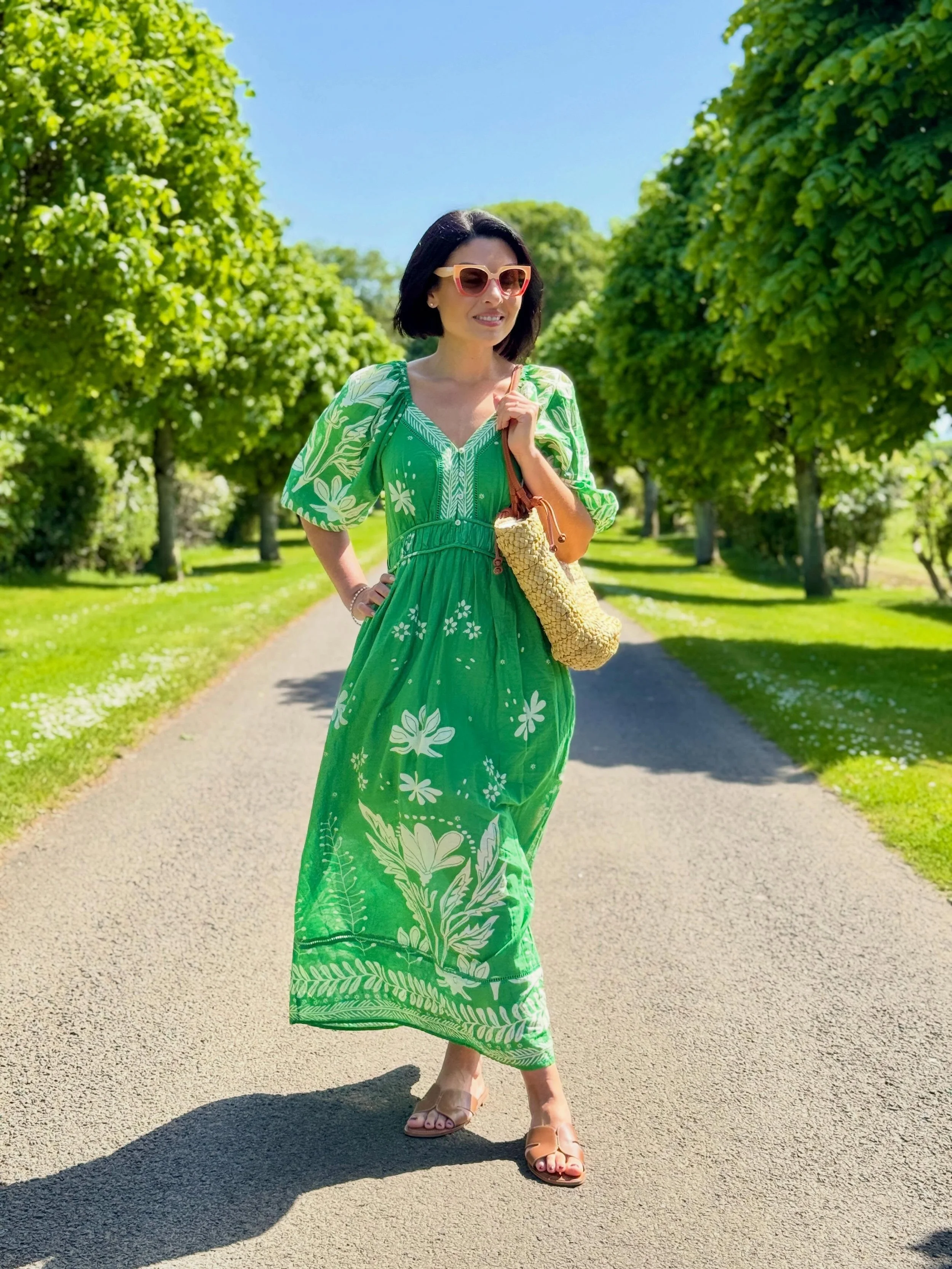 Getting my high summer dresses out made me very happy at the weekend 😃 which is kinda new for me as I&rsquo;ve always been a true Winter in every sense of the word! 😝
.
Dress @riverisland 
Sandals @mintvelvet 
Bag @marksandspencer 
.
#summerdresses