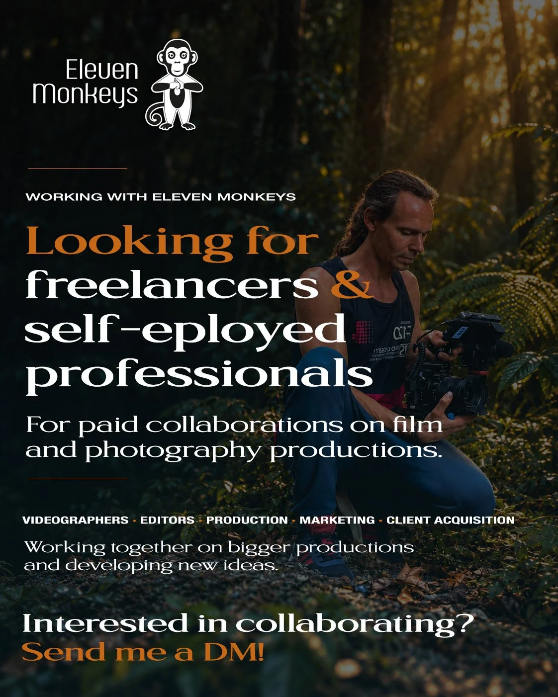 **Looking for creative freelancers to collaborate with!**

**Interested? Send me a DM or leave a comment below, and I'll send you a short form where you can introduce yourself and share some of your work.**

I'm Johan, a filmmaker and photographer ba