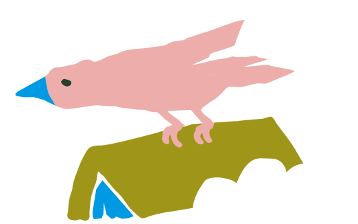 illustration of bird flying in clouds carrying a book