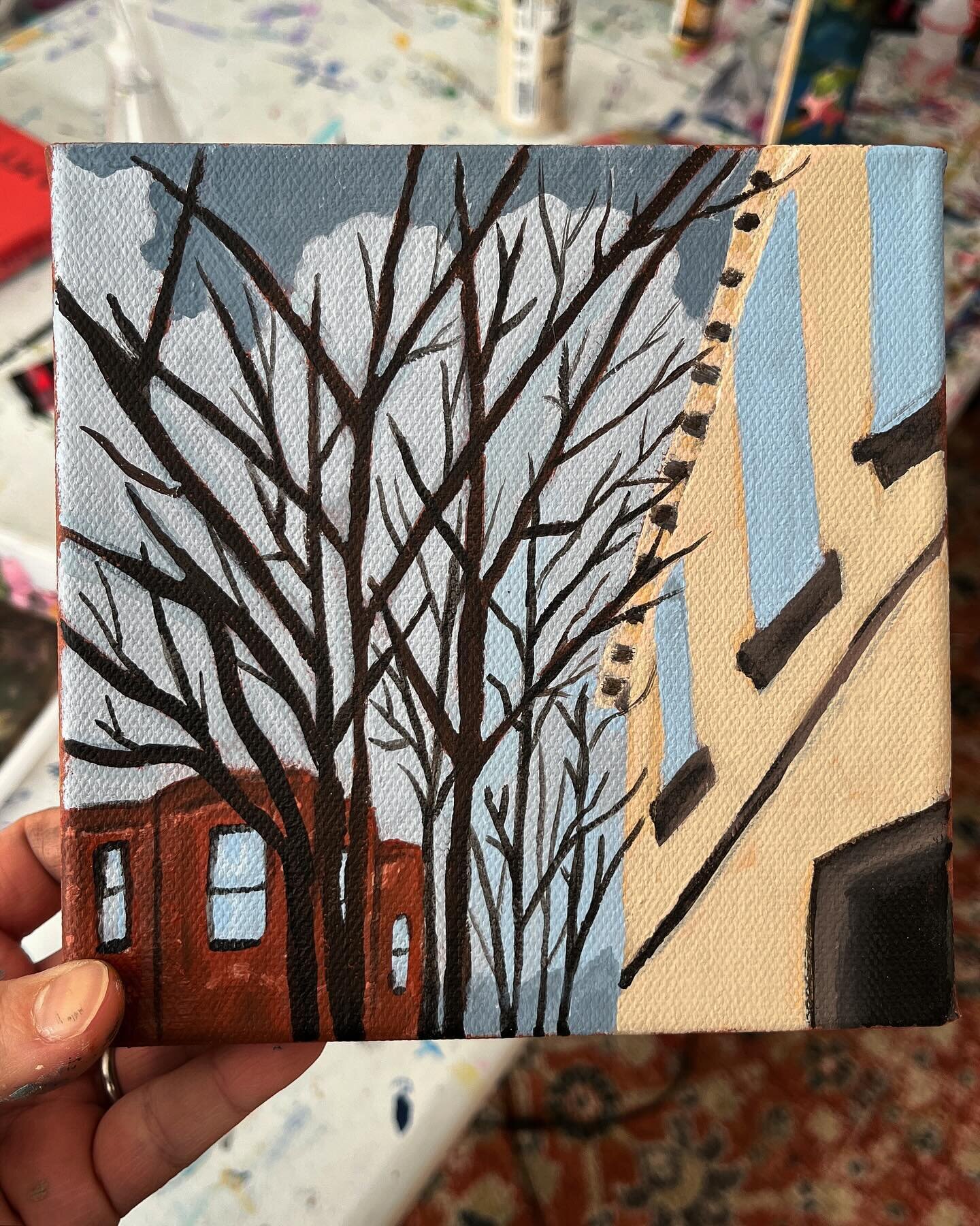 Winter in the city, on this sweet little 4x4 canvas 

✨