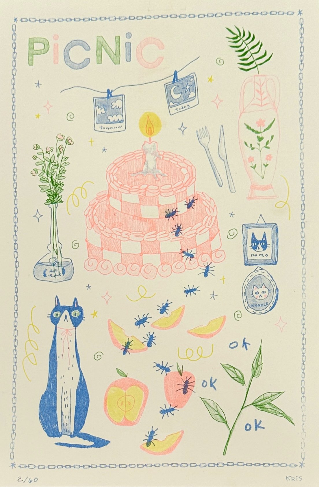 “picnic” 8×13 risograph print