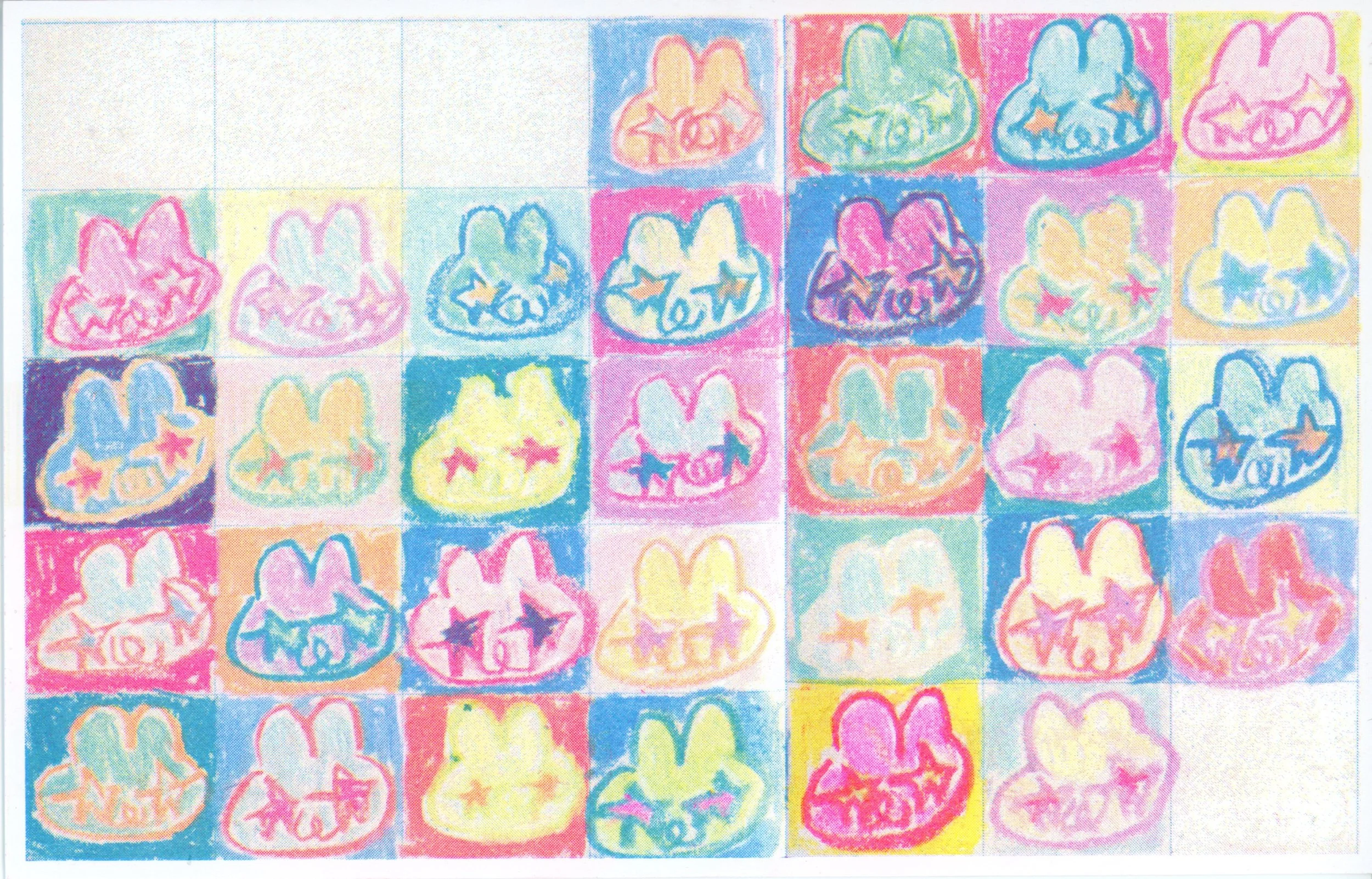 "kuneho a day" 6.5x10 risograph print