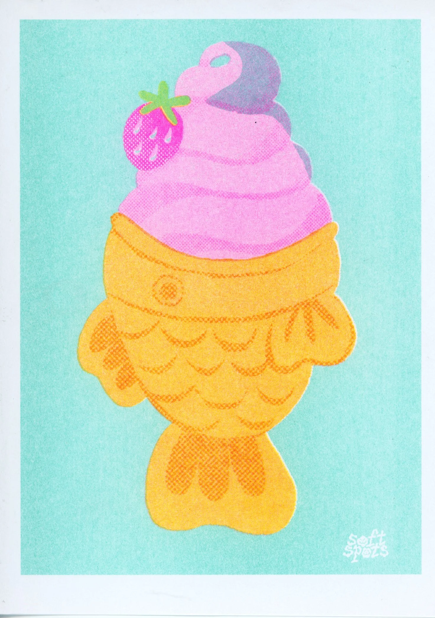 taiyaki ice cream 5×7 risograph print