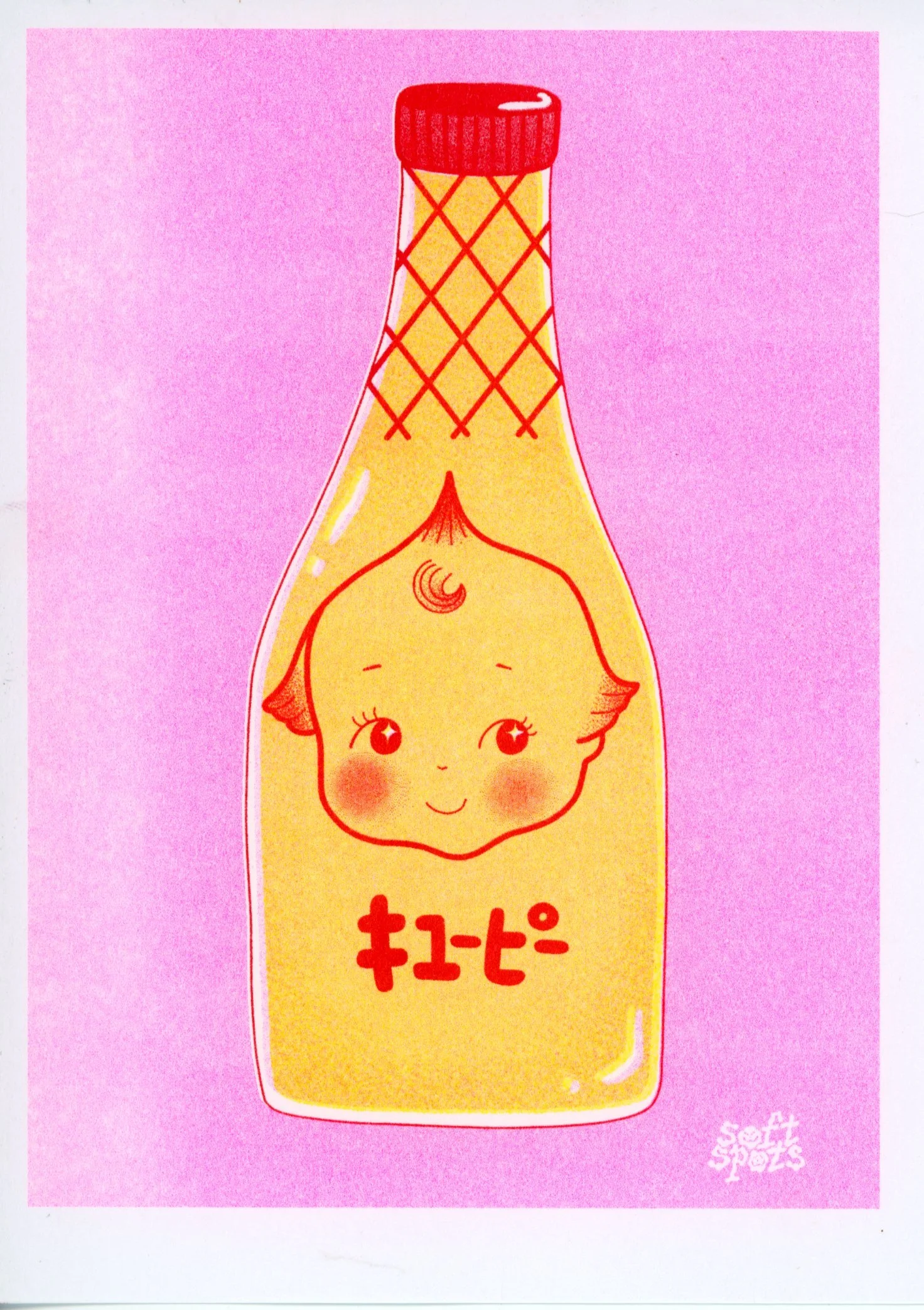 kewpie mayo 5×7 risograph print