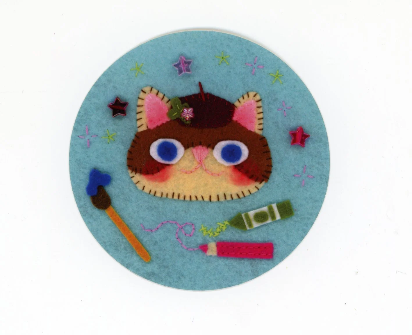 felted artist kitty cat vinyl sticker