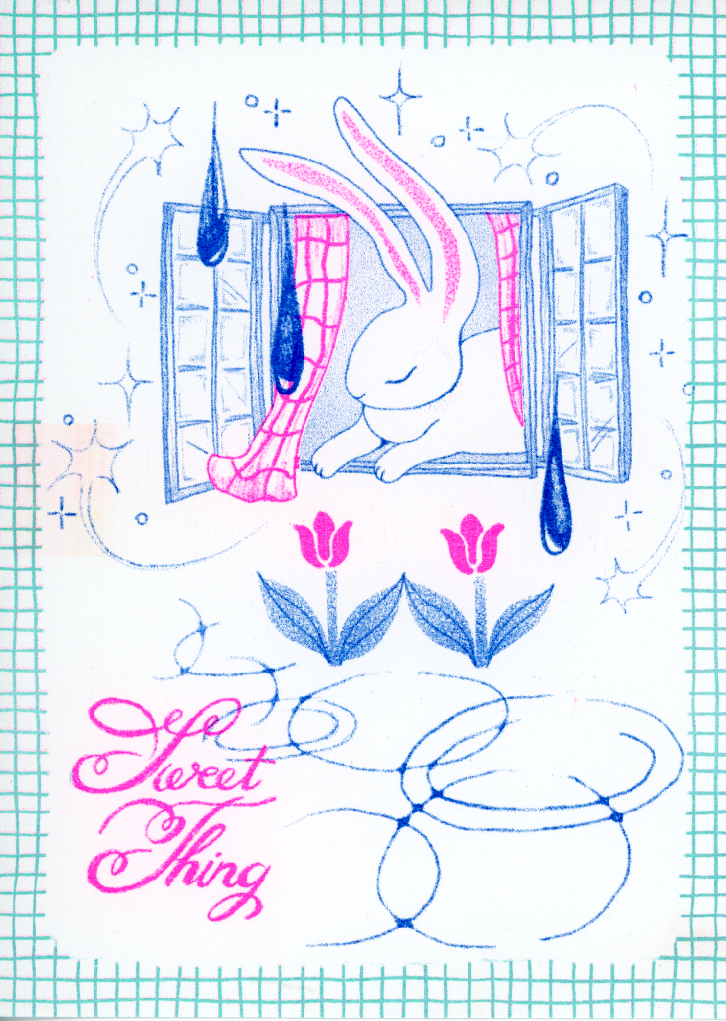 “sweet thing” 5×7 risograph print
