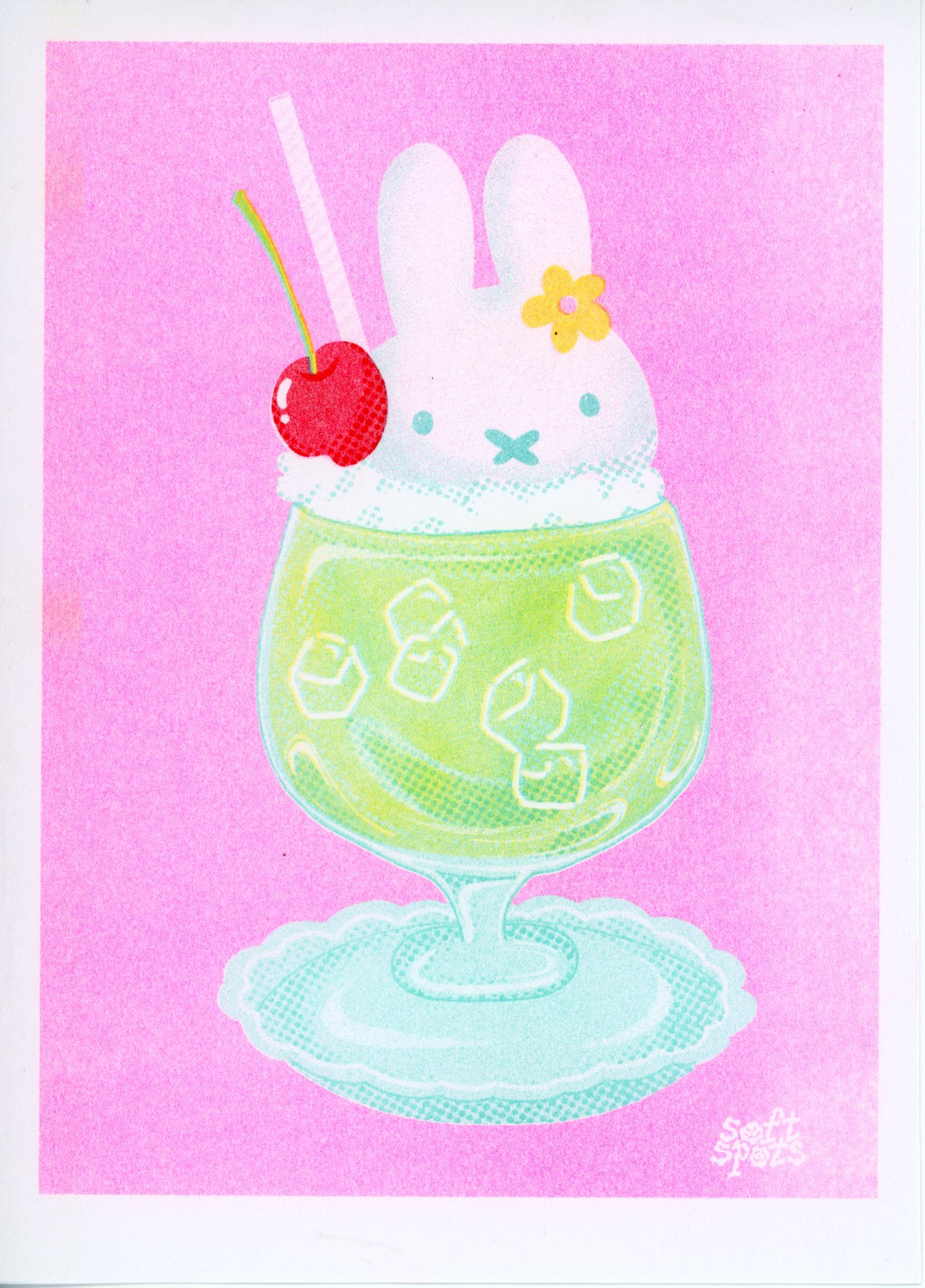 miffy melon soda 5×7 risograph print