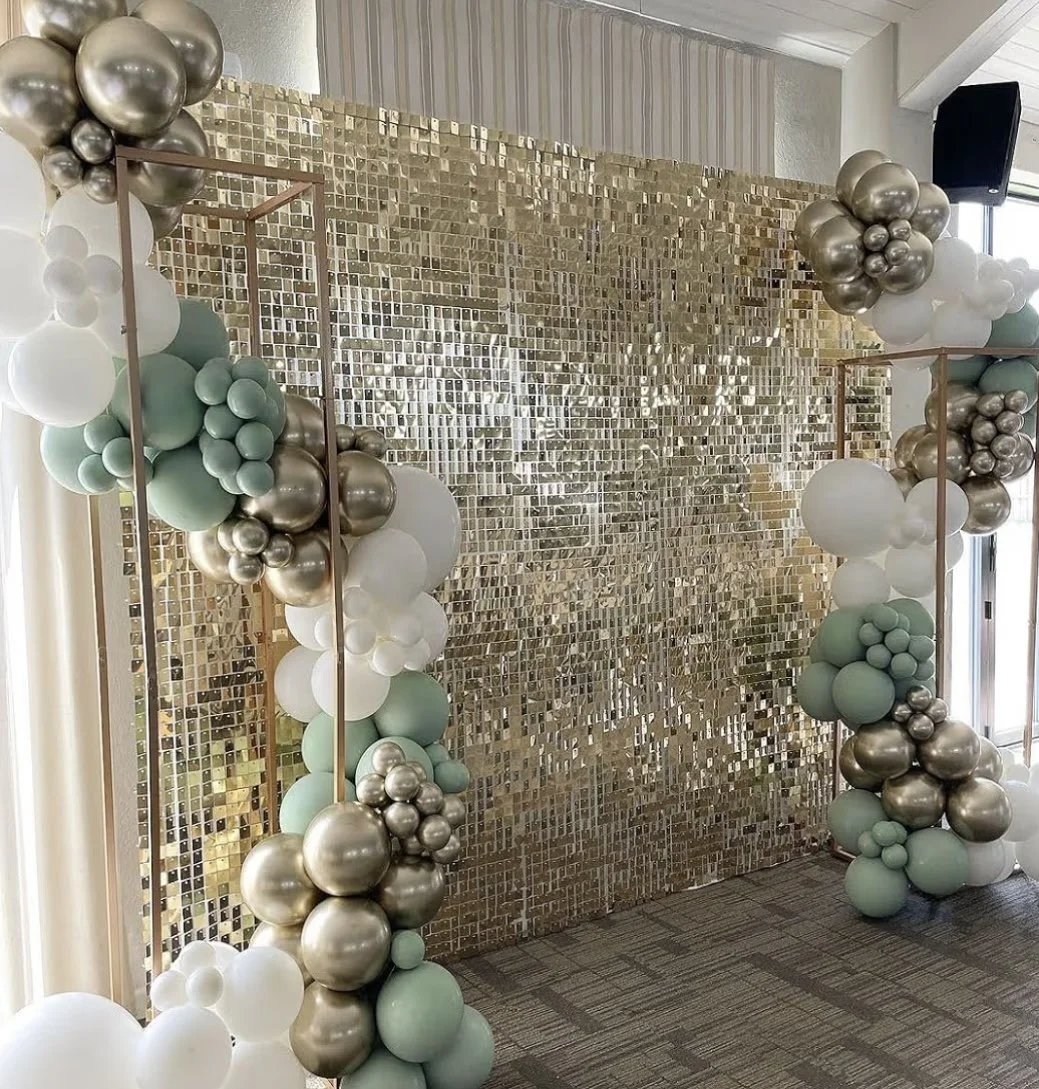Gold Shimmer Panel Backdrop (balloons not included). 