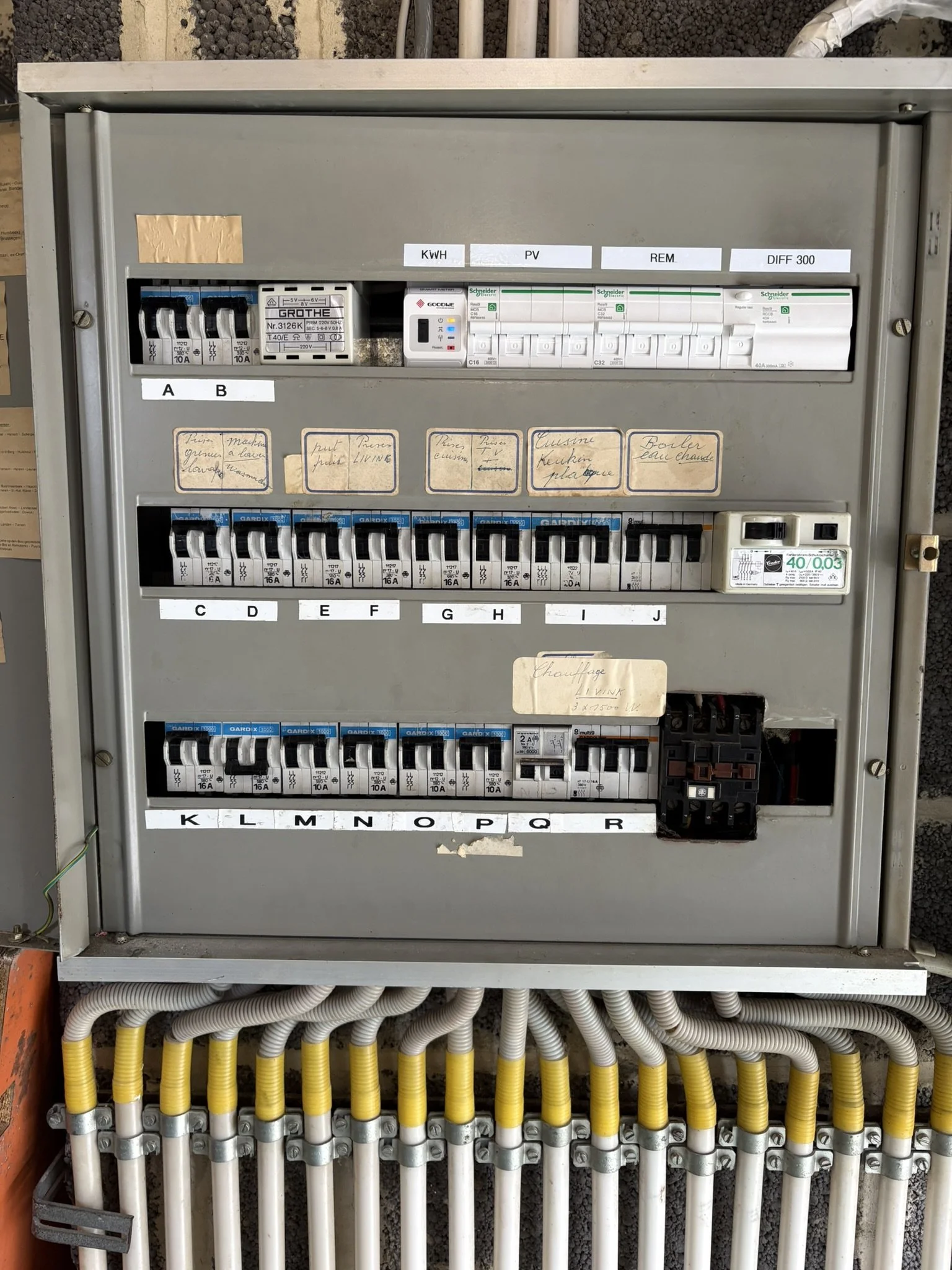 Stroomkast met componenten voor zonnepanelen
