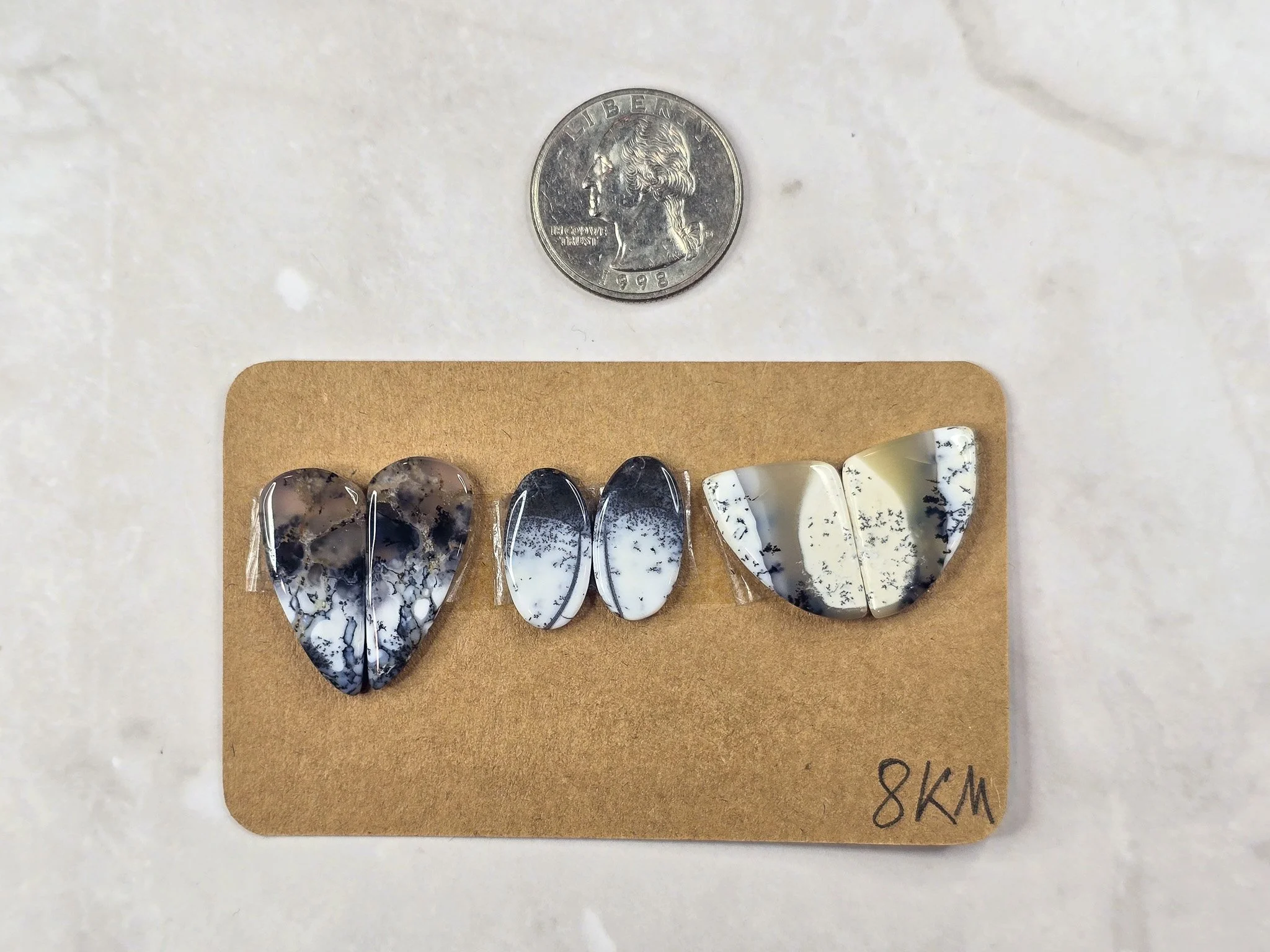 Dendritic Opal - Merlinite - Matched Cabochon Pair Parcel