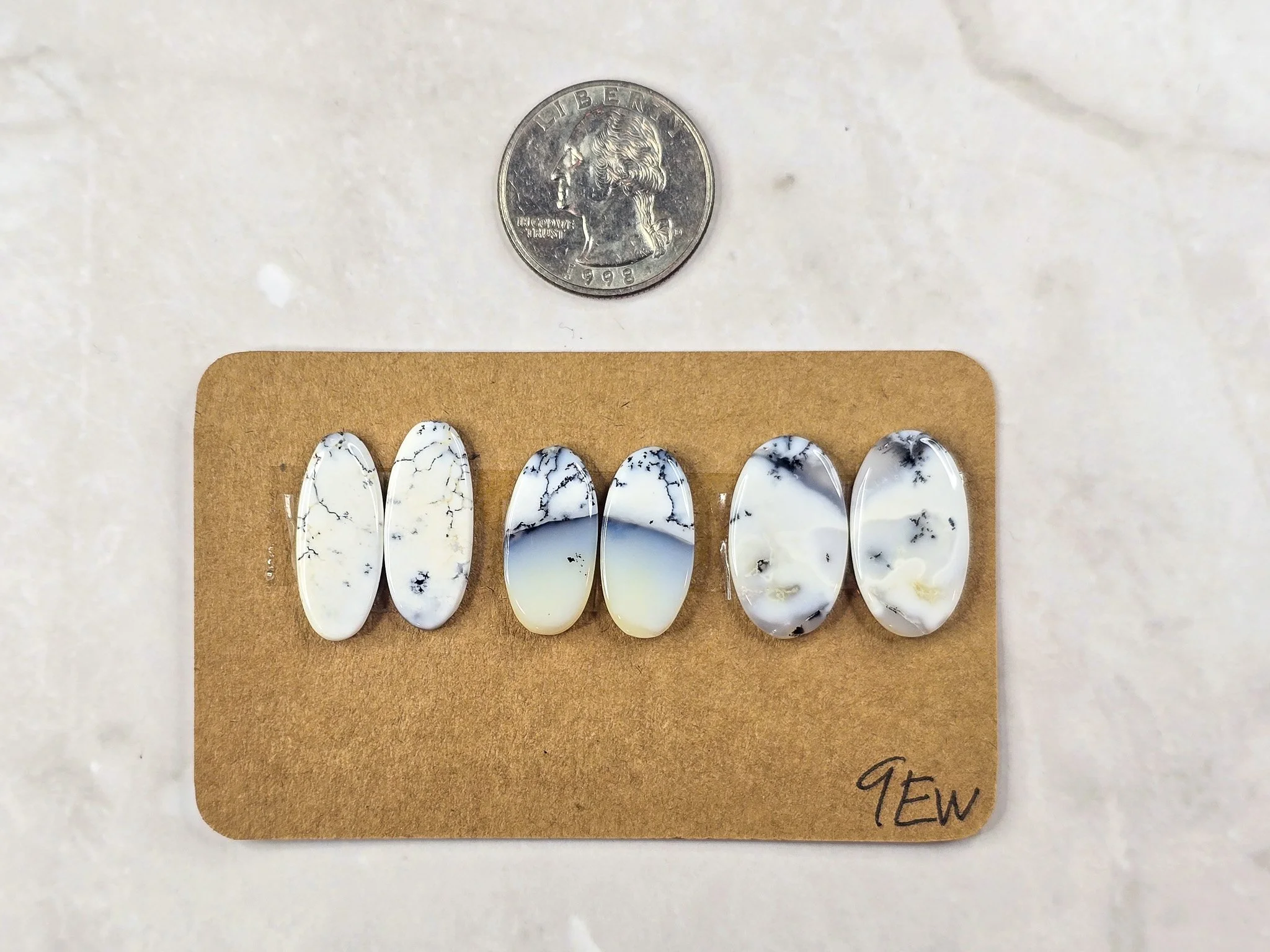 Dendritic Opal - Merlinite - Matched Cabochon Pair Parcel