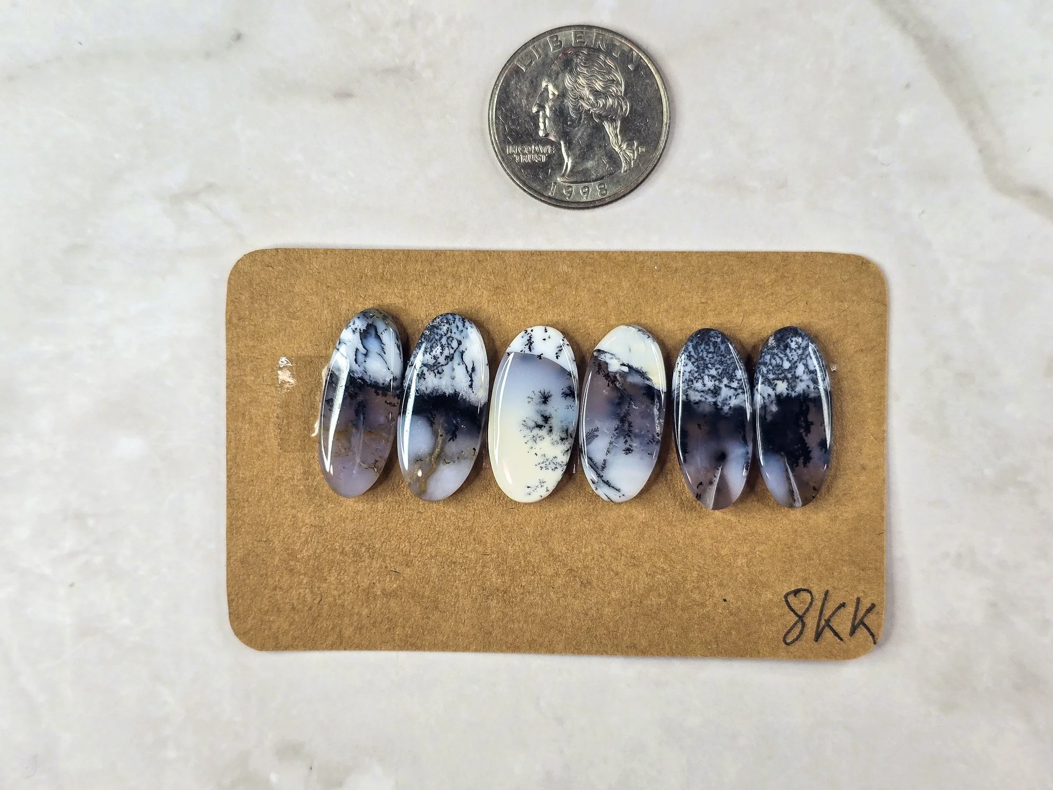 Dendritic Opal - Merlinite - Matched Cabochon Pair Parcel