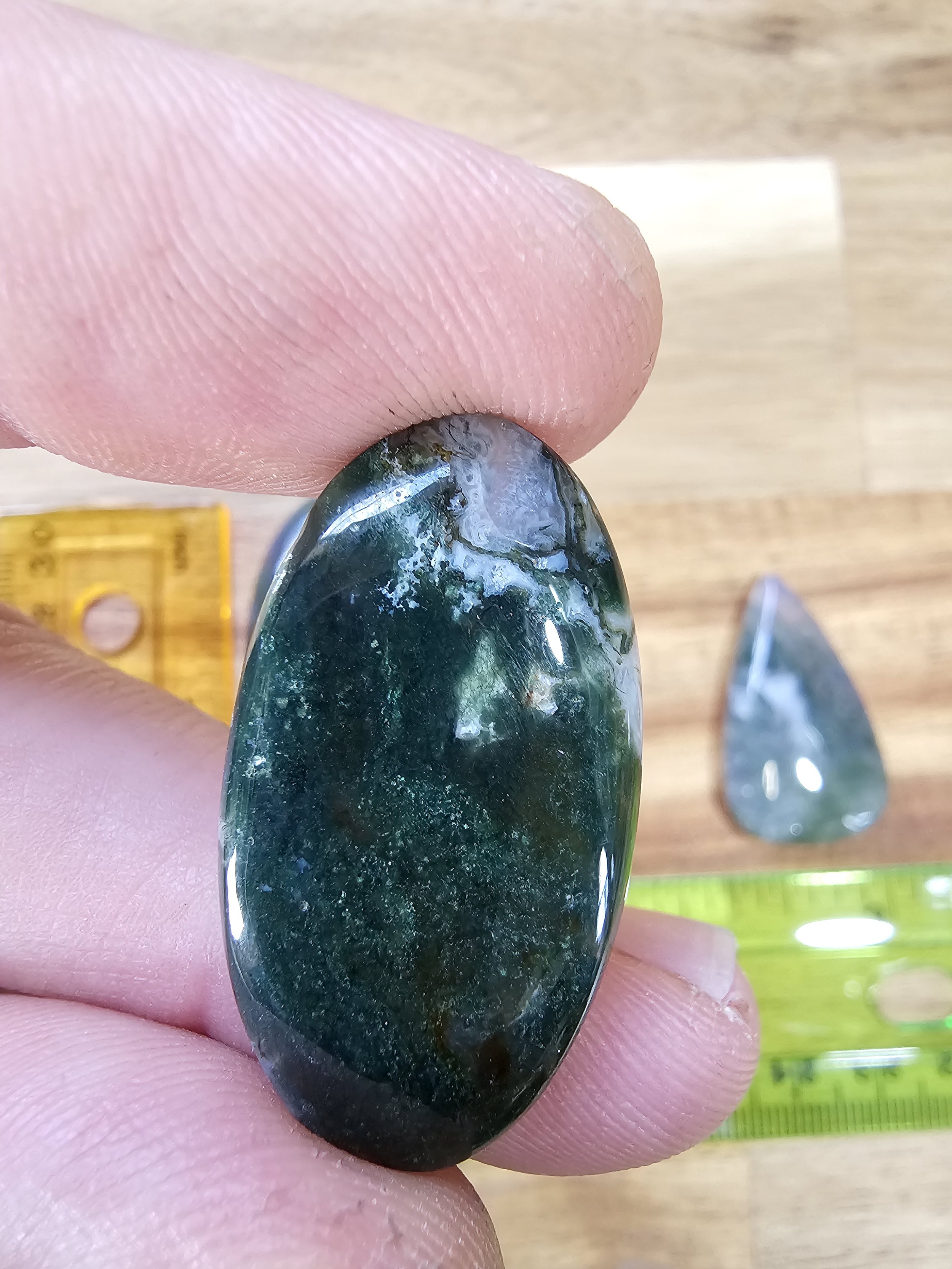 Moss agate cabochons