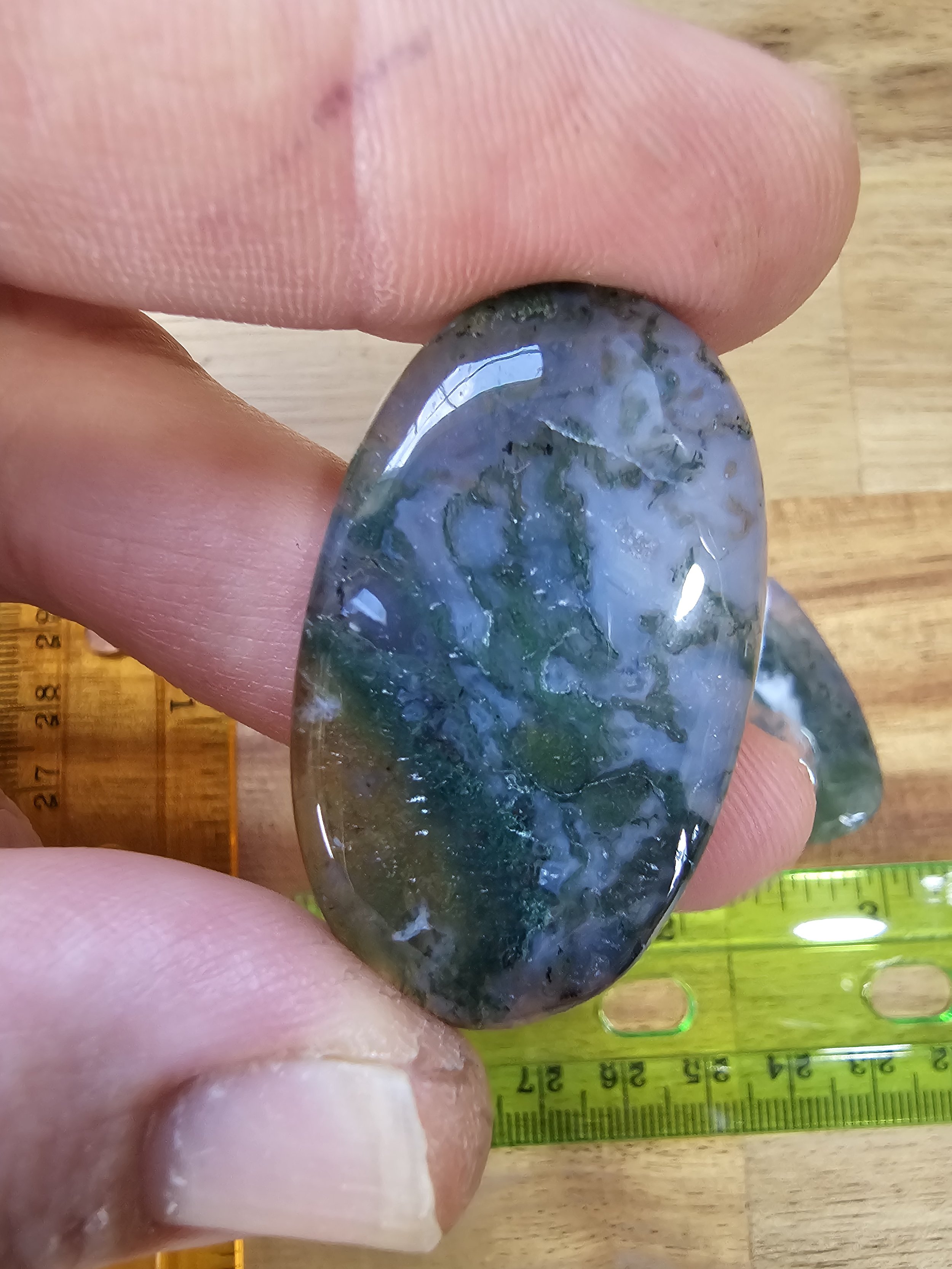 Moss agate cabochons