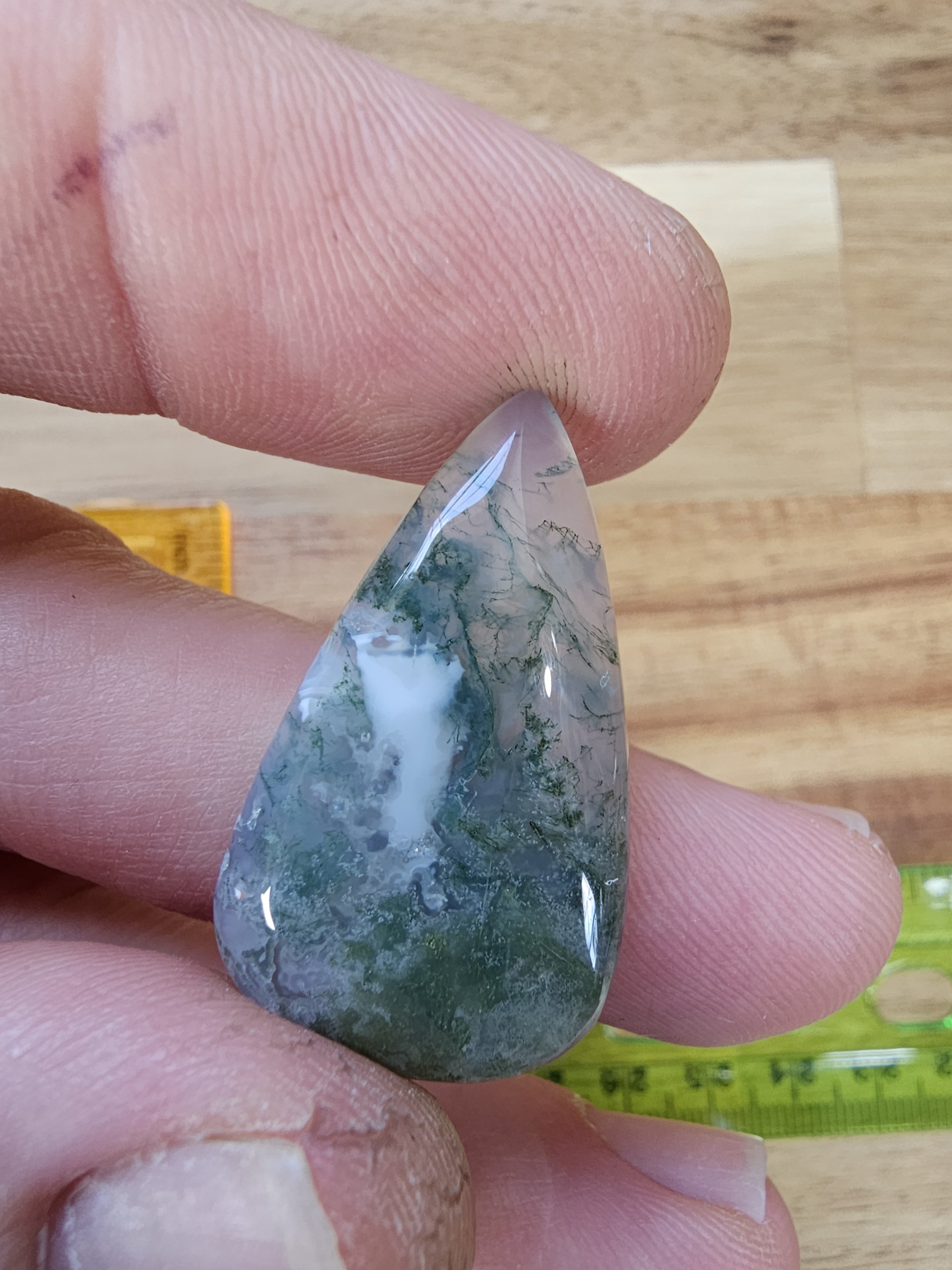 Moss agate cabochons