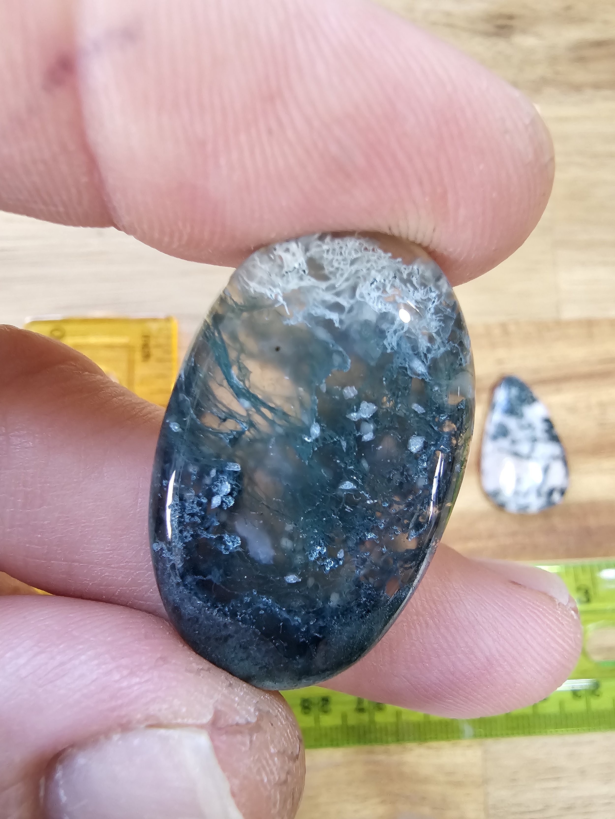 Moss agate cabochons