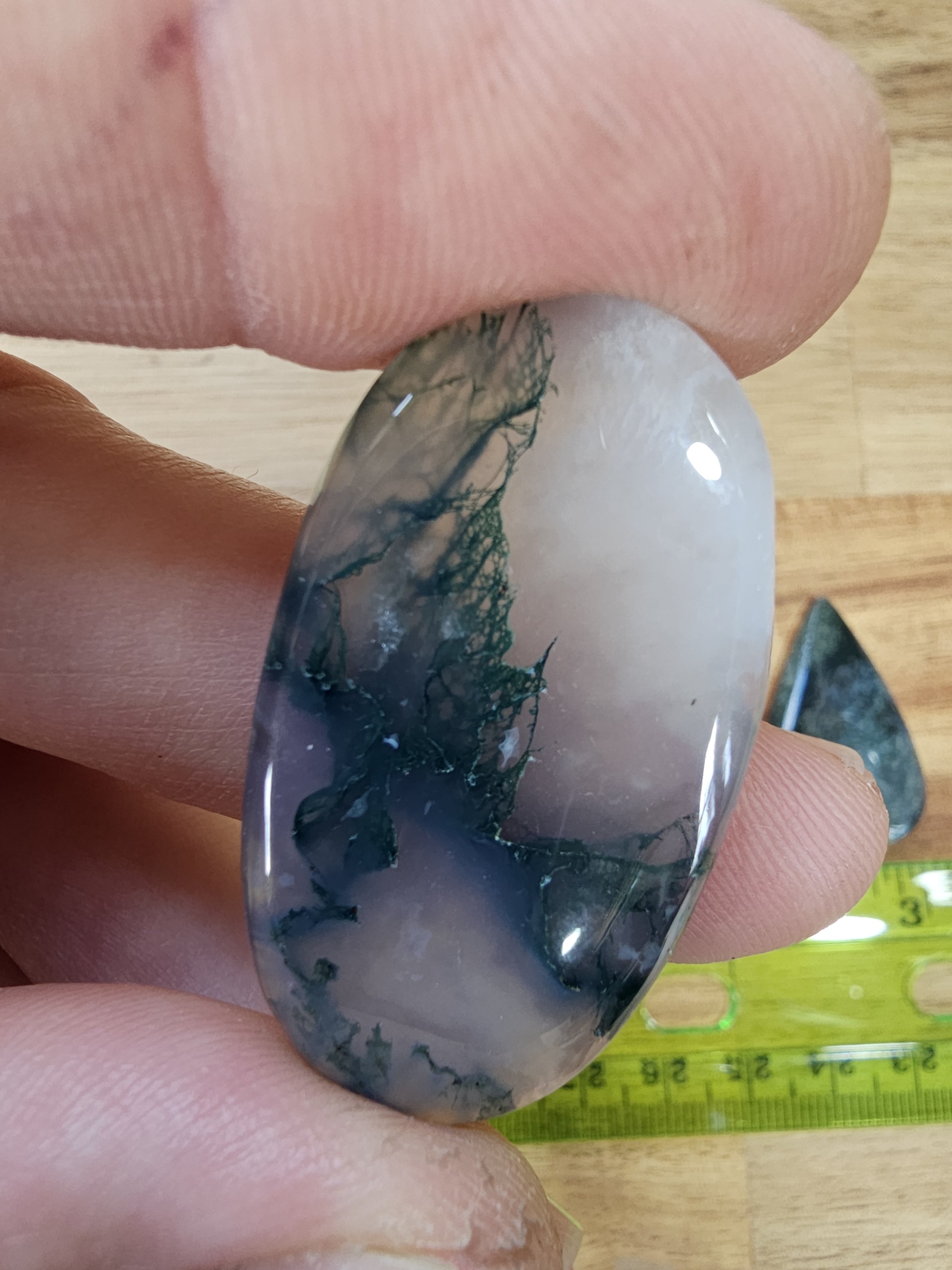 Moss agate cabochons