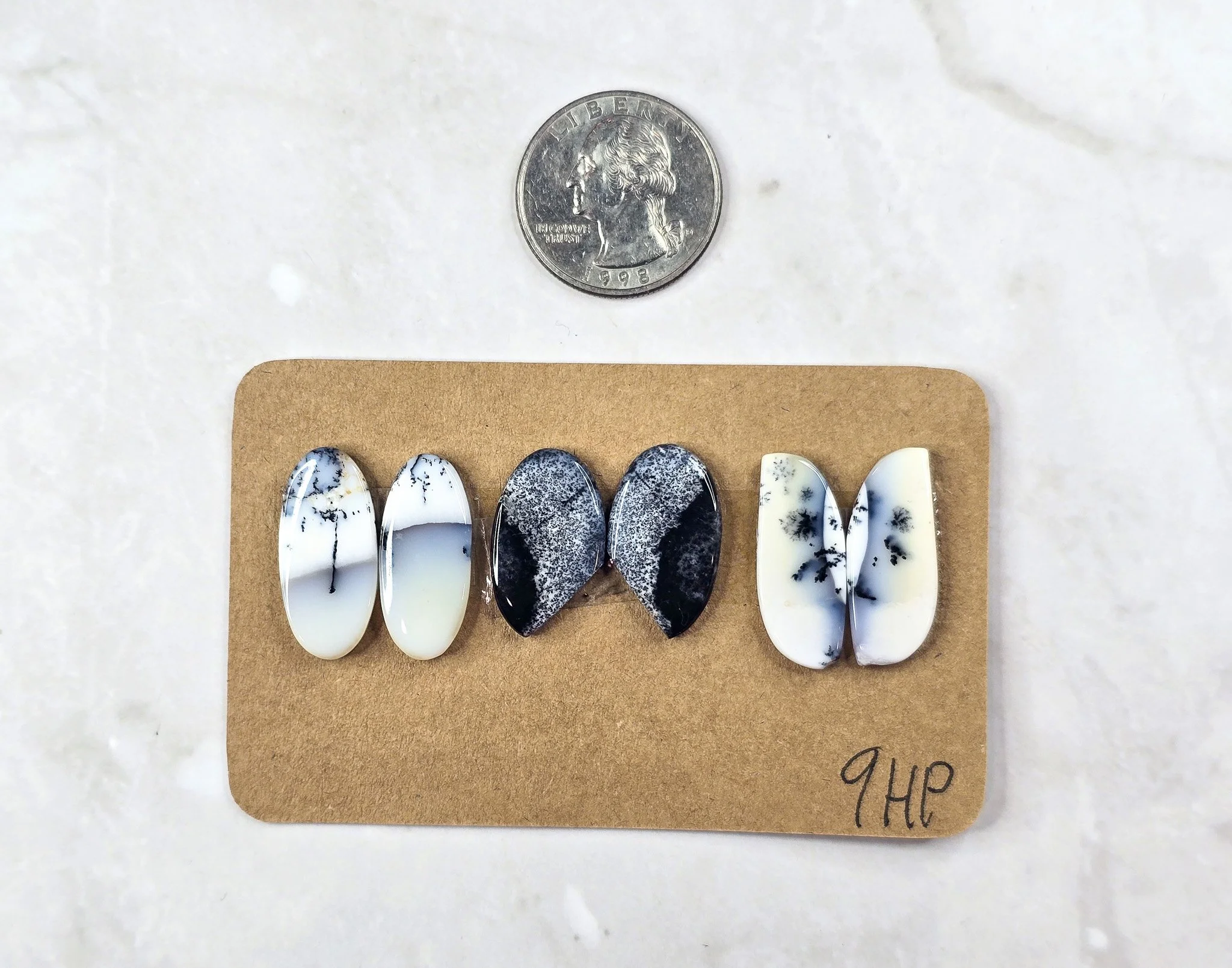 Dendritic Opal - Merlinite - Matched Cabochon Pair Parcel
