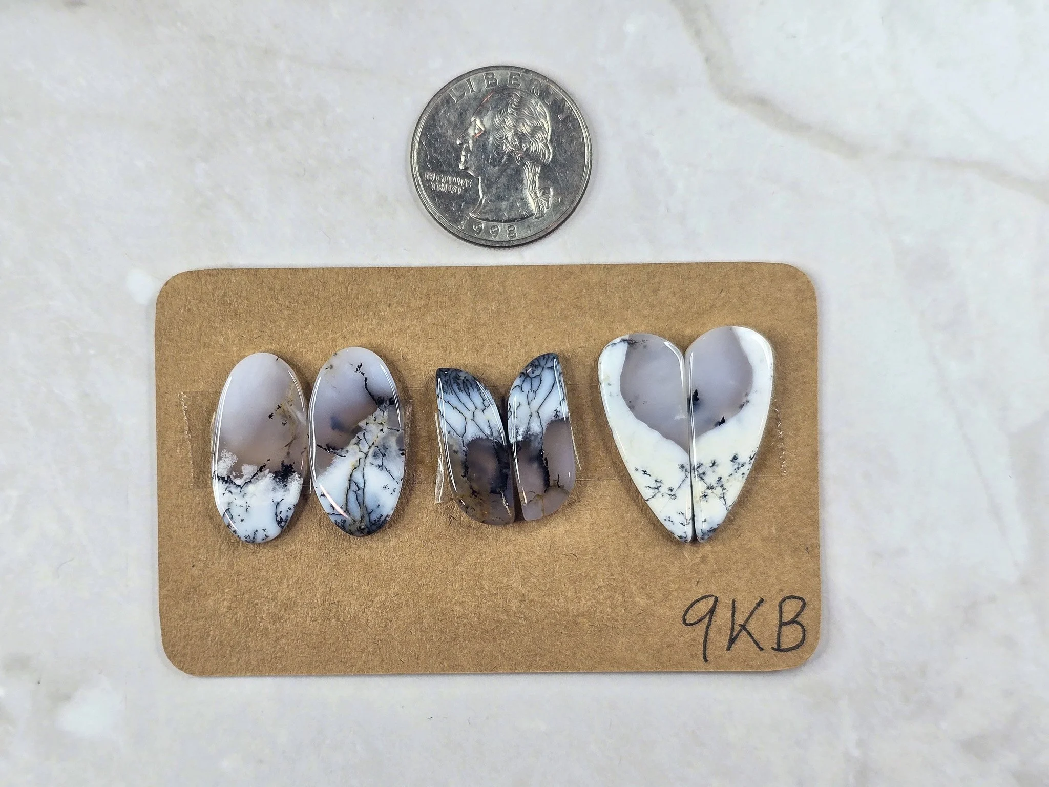 Dendritic Opal - Merlinite - Matched Cabochon Pair Parcel