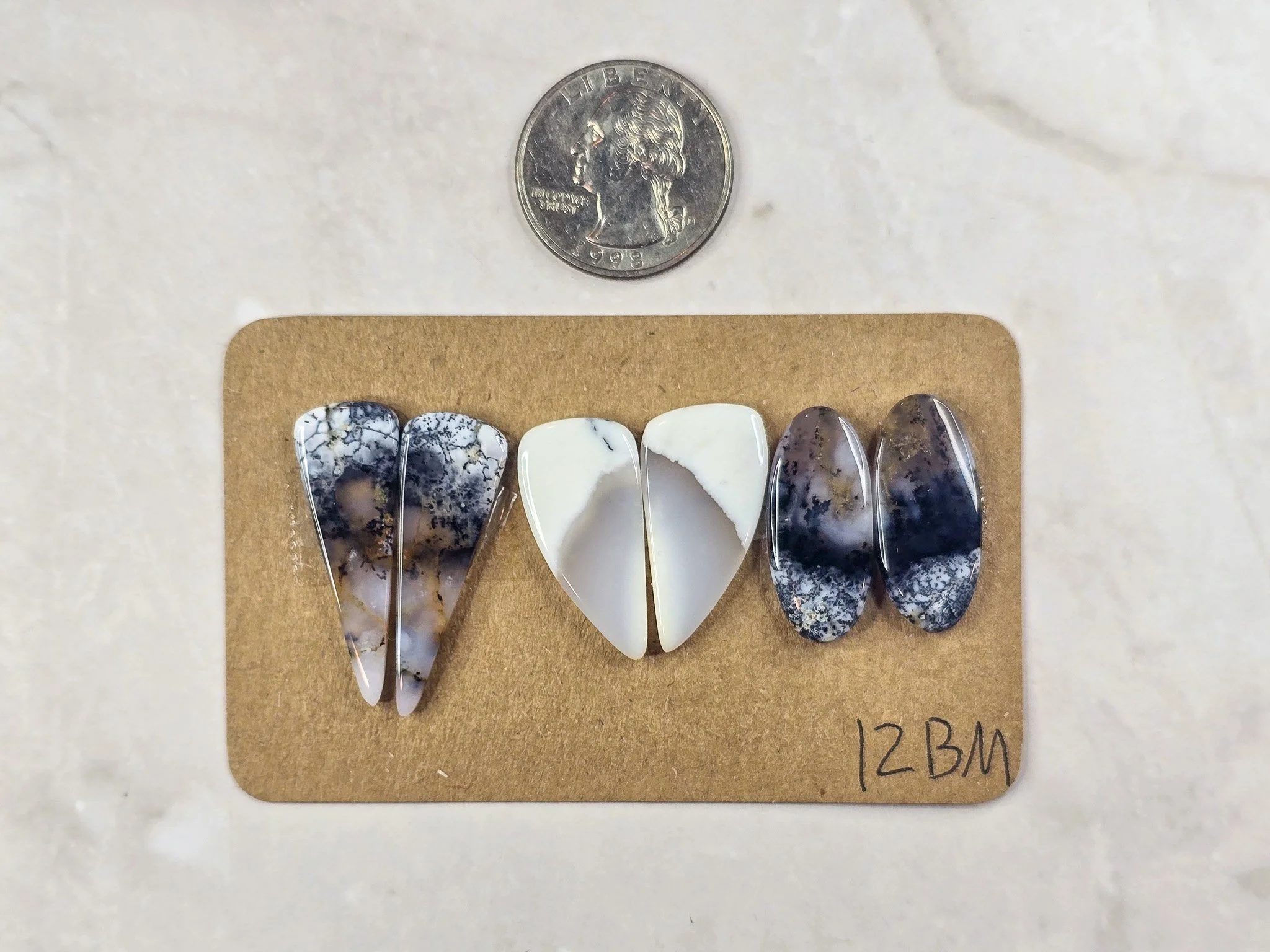 Dendritic Opal - Merlinite - Matched Cabochon Pair Parcel