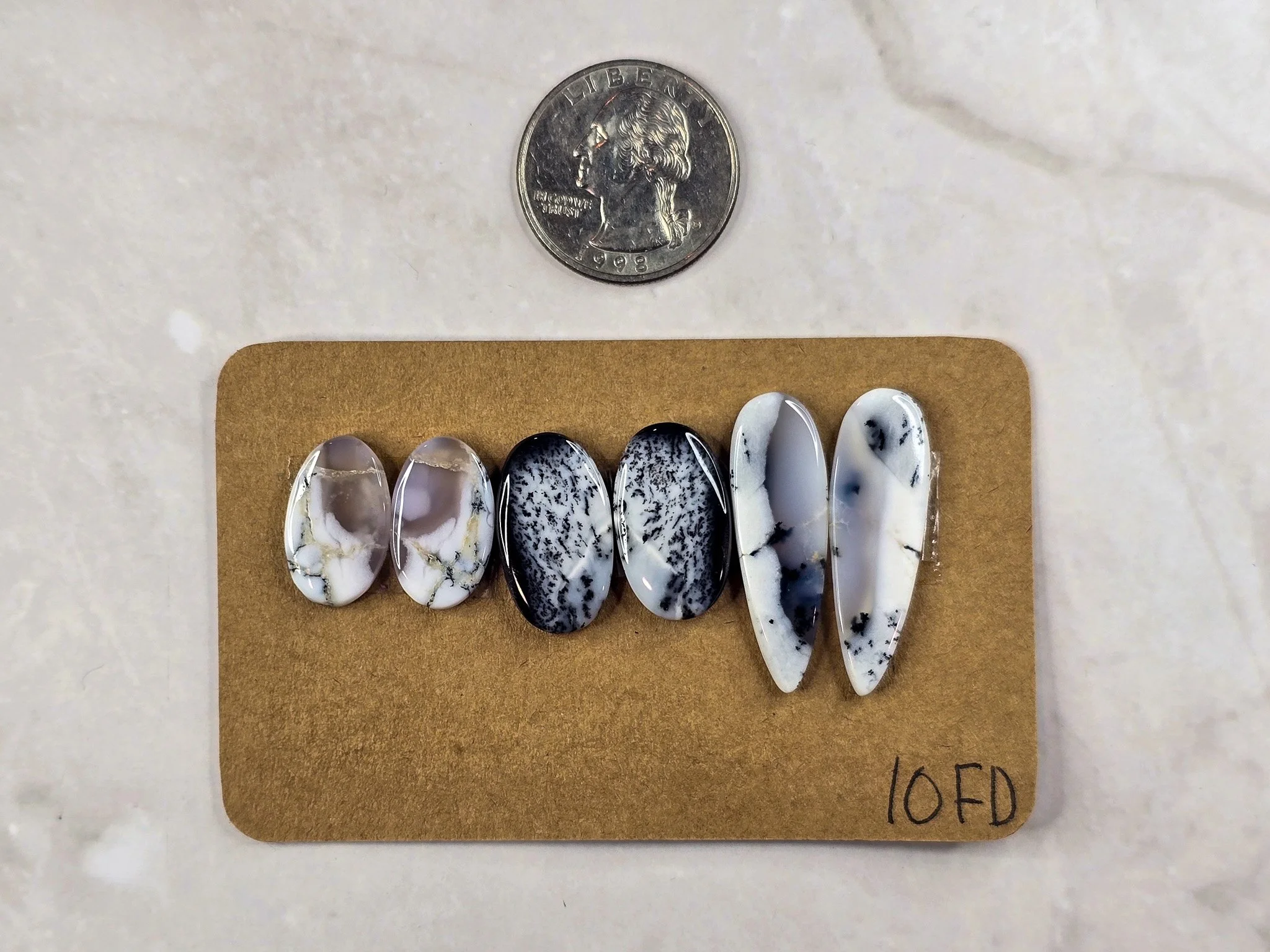 Dendritic Opal - Merlinite - Matched Cabochon Pair Parcel
