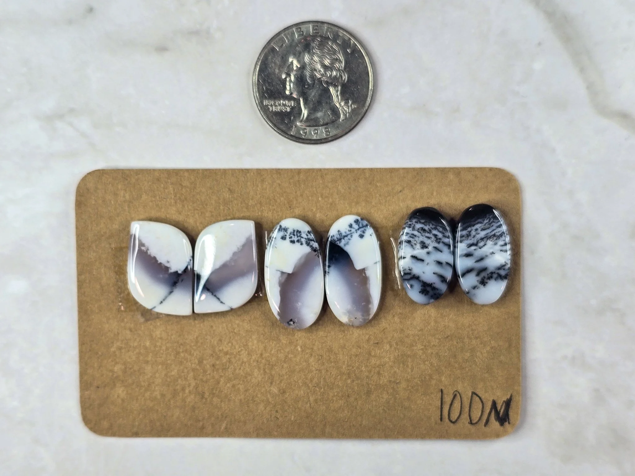 Dendritic Opal - Merlinite - Matched Cabochon Pair Parcel