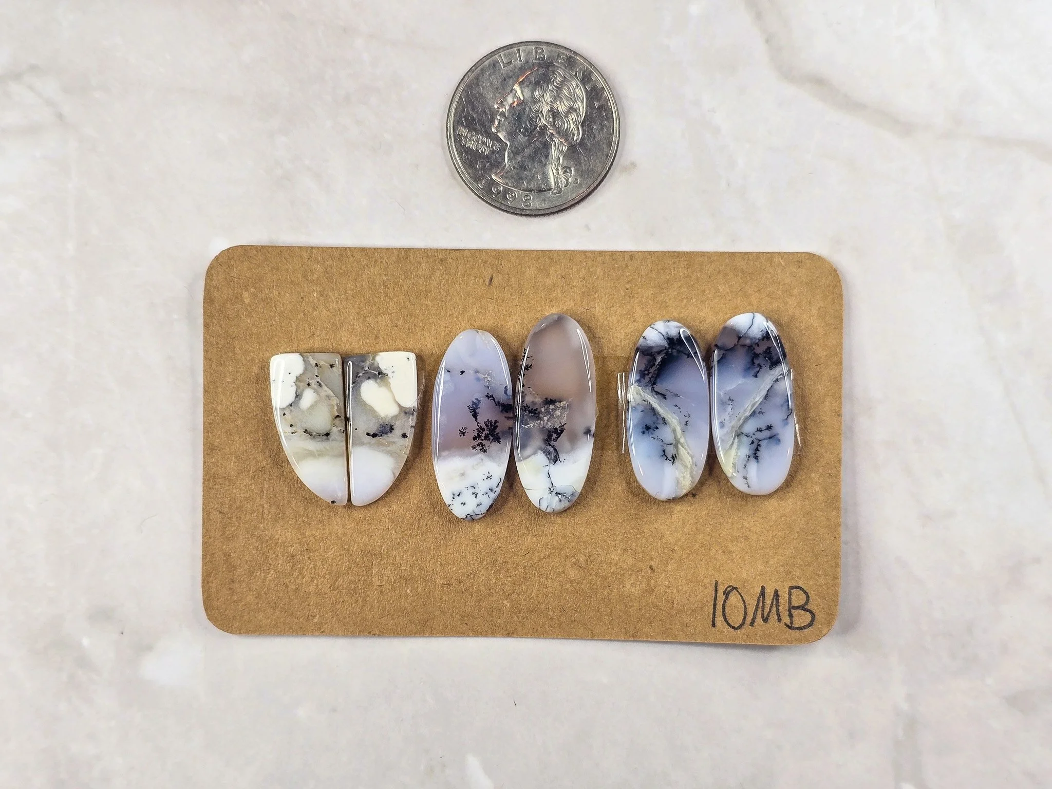 Dendritic Opal - Merlinite - Matched Cabochon Pair Parcel