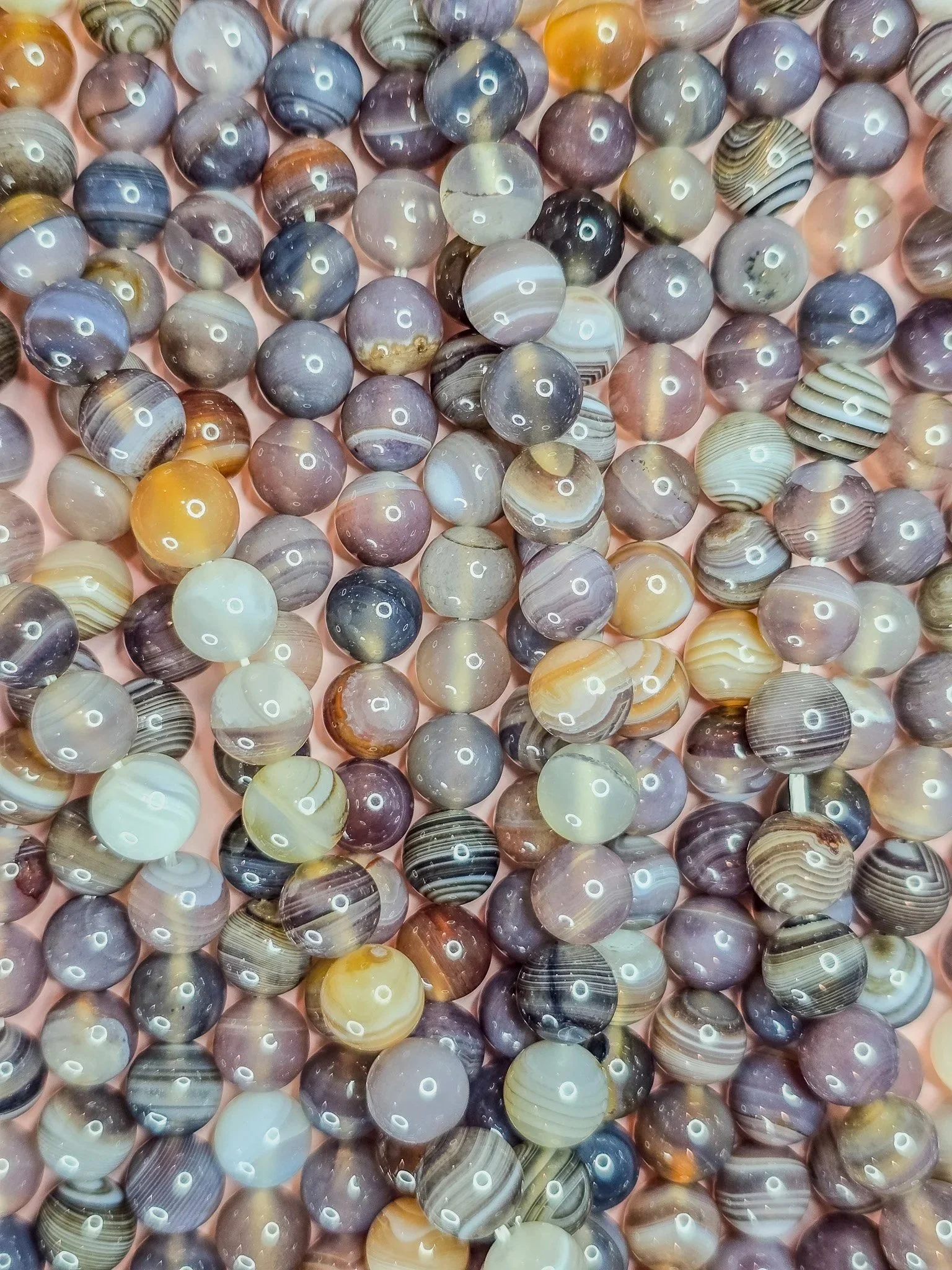 Botswana Agate Round Beads - 4mm & 8mm Strands